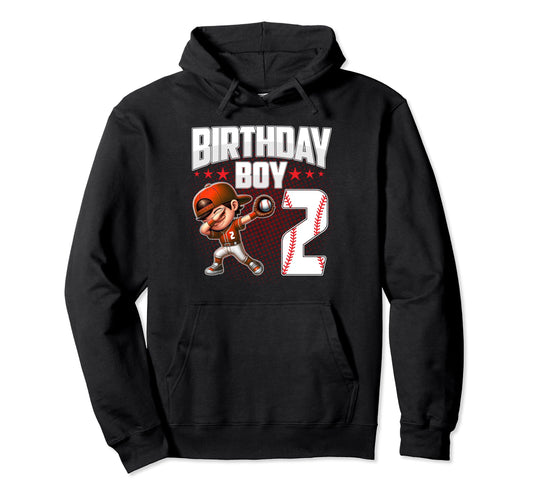 2Nd Birthday Baseball Dabbing 2 Hoodie - Casual Everyday Wear Men Women - T-Shirt, Sweatshirt, Hoodie