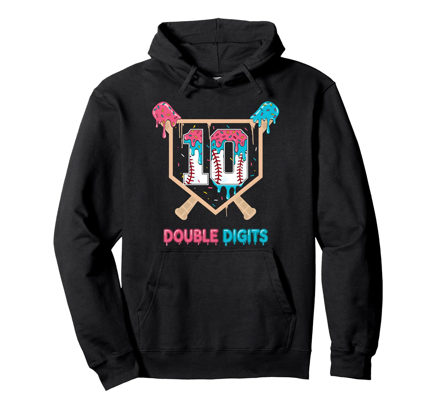 Baseball 10 Year Old Ice Cream Drip 10Th Hoodie - Trendy Graphic Unisex - T-Shirt, Sweatshirt, Hoodie
