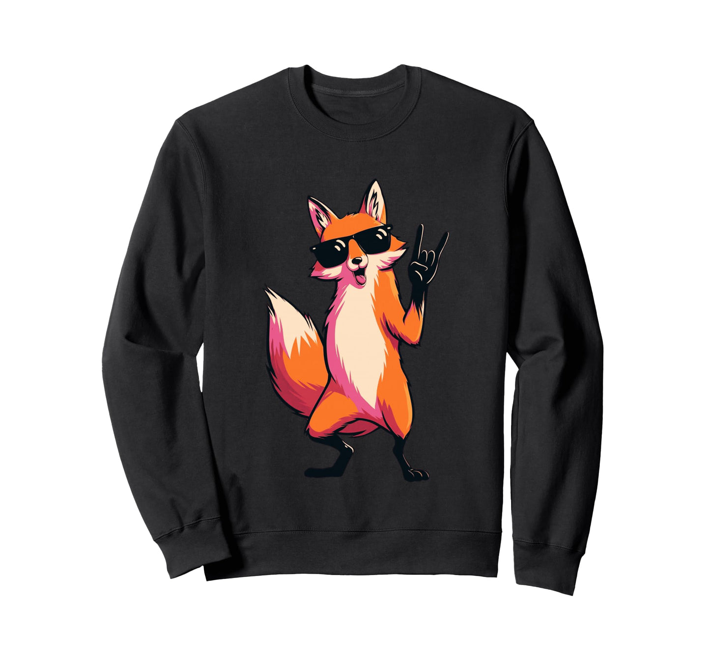 Fox Rock Hand Sign Sunglasses Punk Sweatshirt - Fun Novelty Design Unisex - T-Shirt, Sweatshirt, Hoodie
