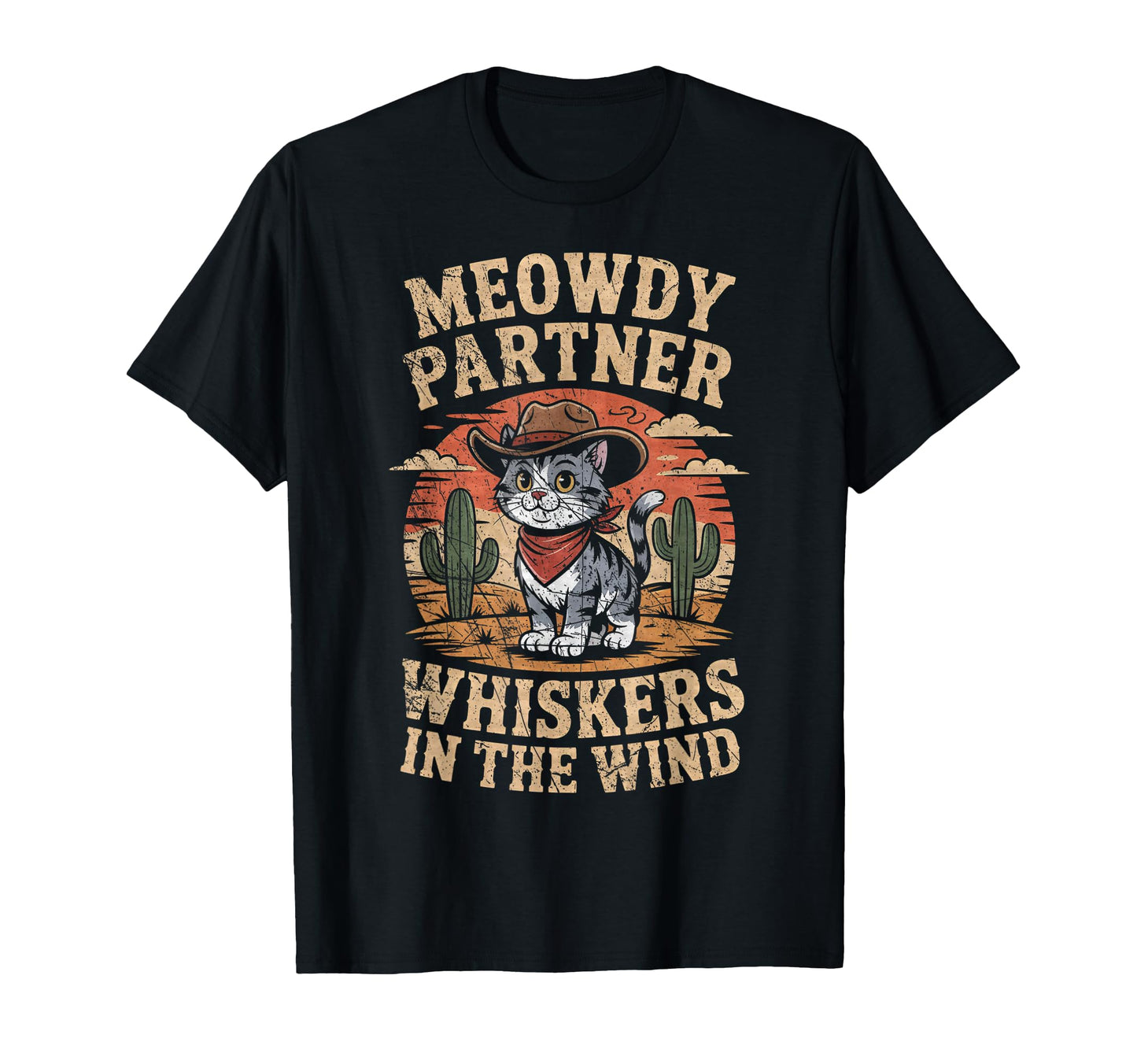 Meowdy Partner Cowboy Cat T-Shirt - Minimalist Print Unisex - T-Shirt, Sweatshirt, Hoodie