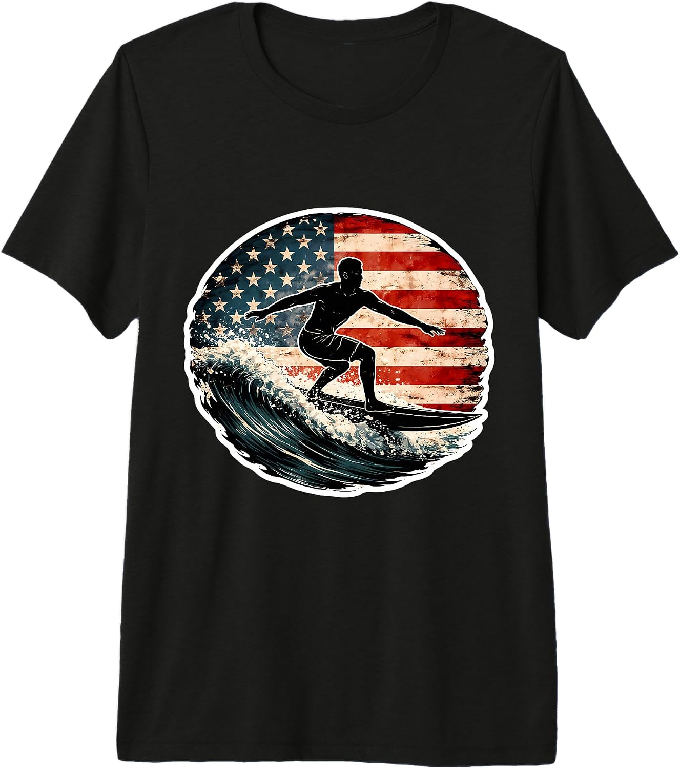 Patriotic Surfer Vintage USA Flag Surfing Merch - Adult & Kids T-Shirts, Sweatshirts & Hoodies apparel design preview 1