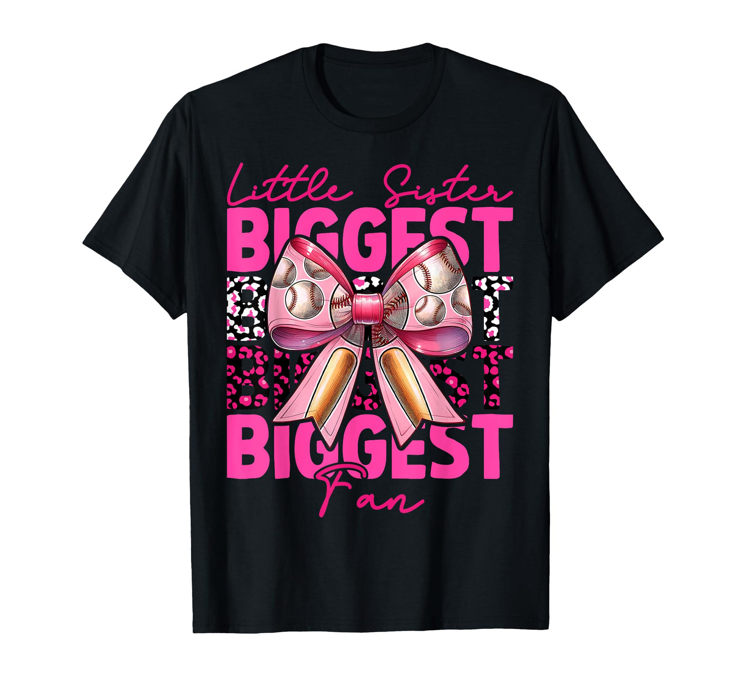 Baseball Sister Coquette Bow Little T-Shirt - Custom Art Print Men Women - T-Shirt, Sweatshirt, Hoodie