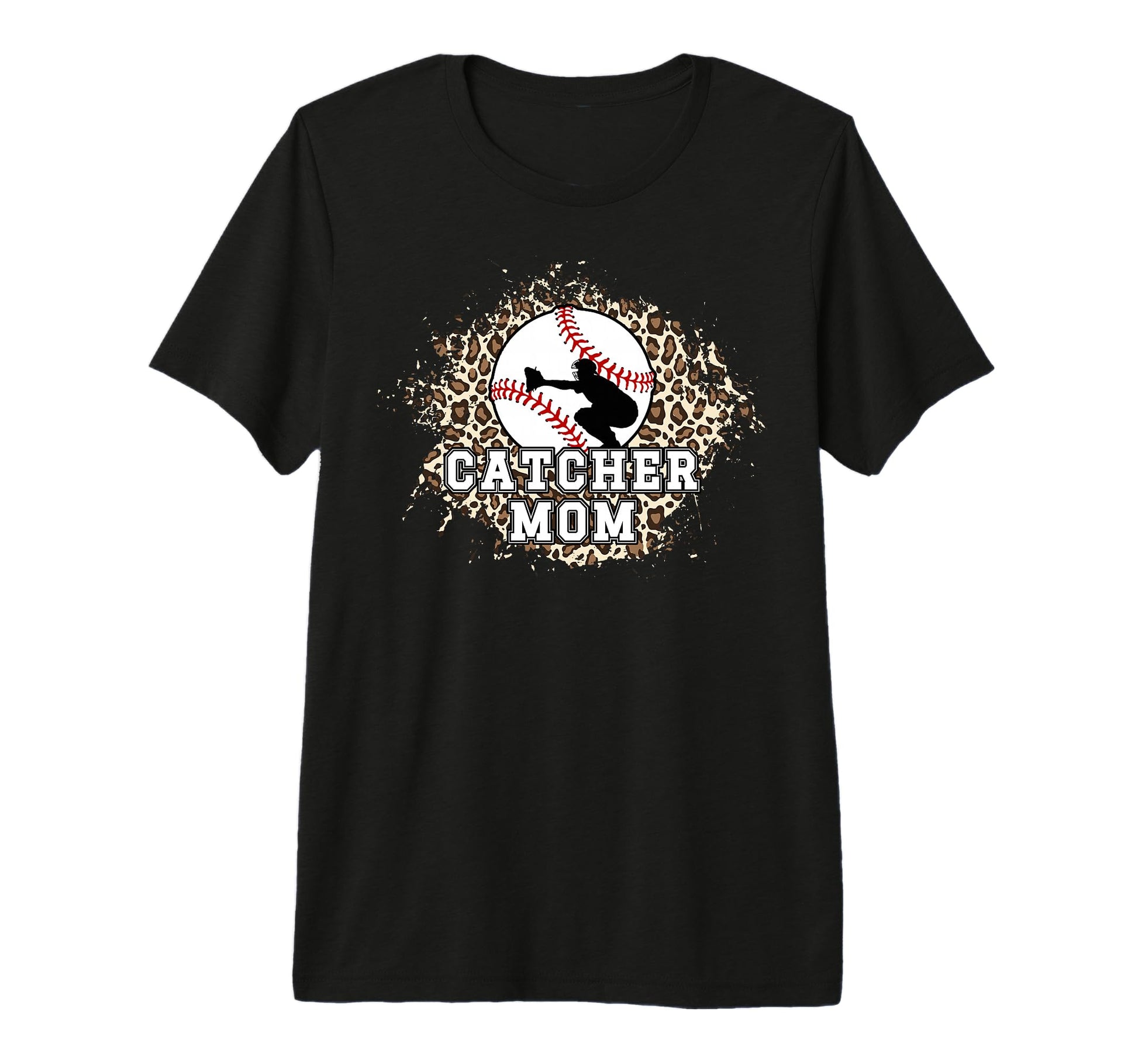 Baseball Catcher Mom Leopard Mom T-Shirt - Minimalist Print Unisex - T-Shirt, Sweatshirt, Hoodie