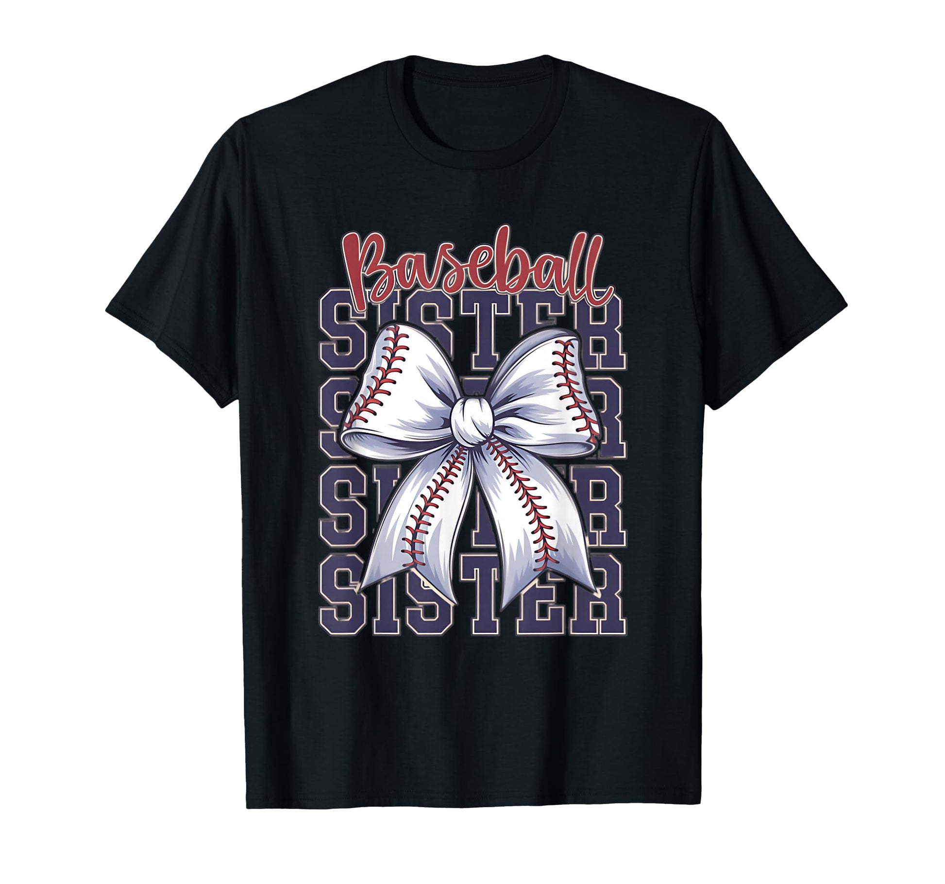 Baseball Sister Coquette Bow T-Shirt - Custom Art Print Men Women - T-Shirt, Sweatshirt, Hoodie