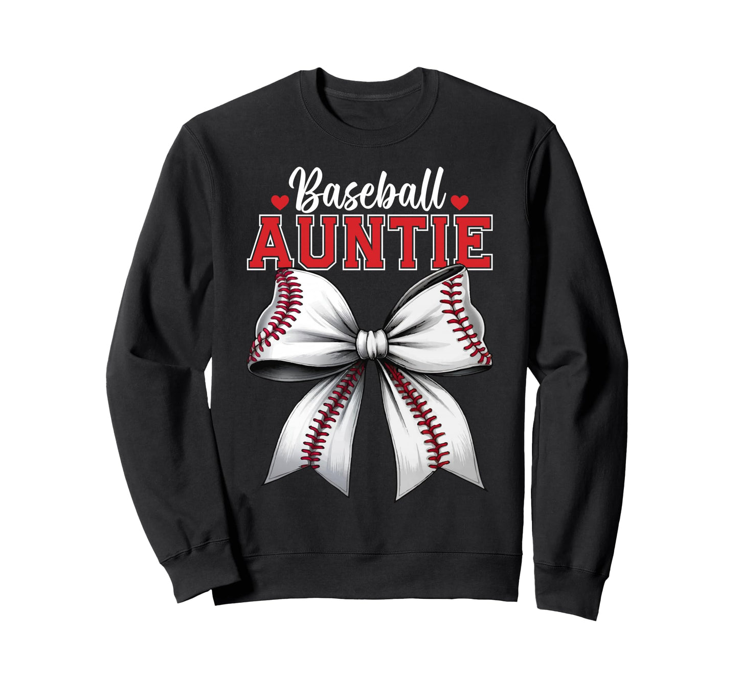 Baseball Auntie Coquette Ribbon Bow Sweatshirt - Graphic Print for Adults - T-Shirt, Sweatshirt, Hoodie