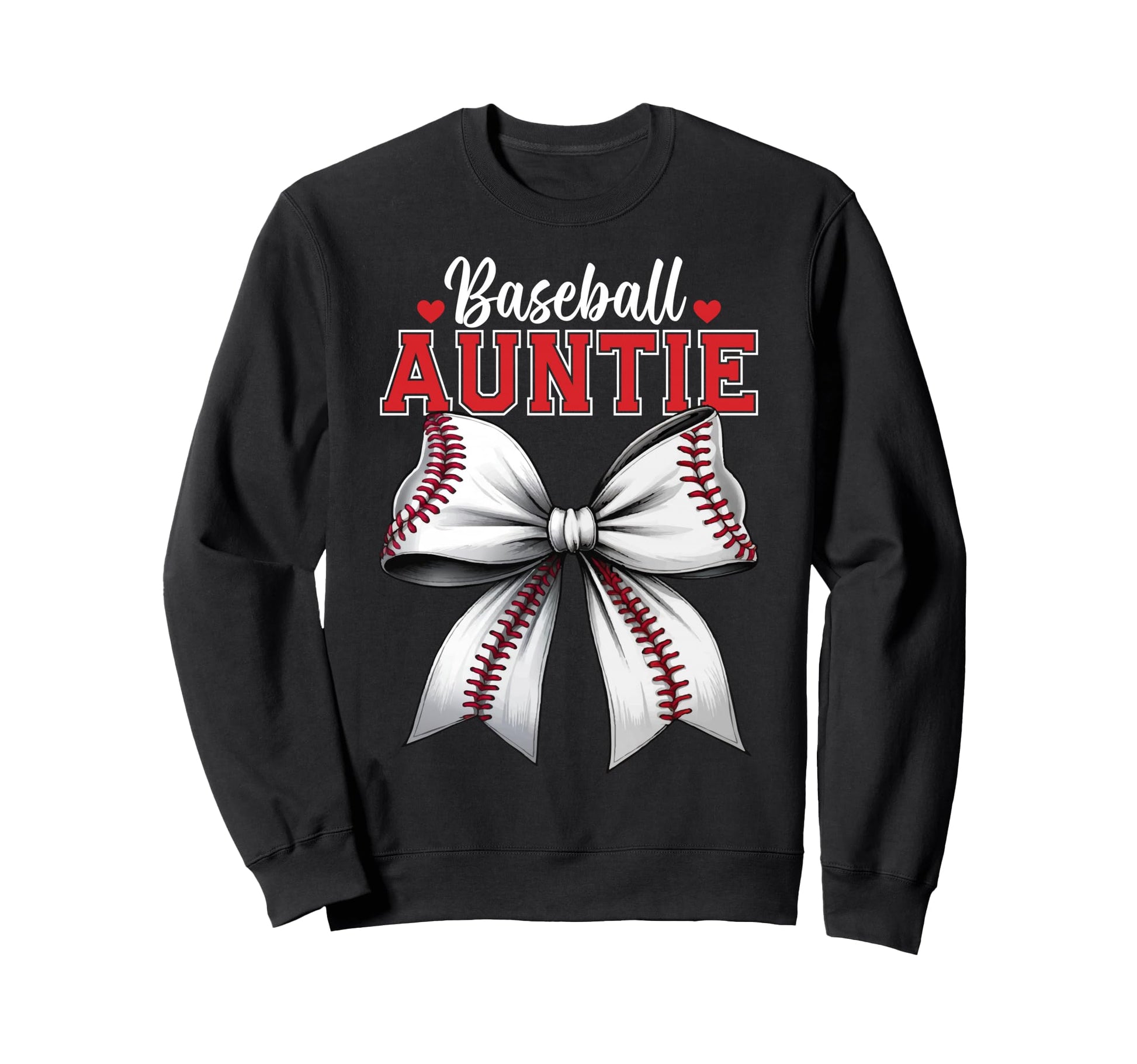 Baseball Auntie Coquette Ribbon Bow Sweatshirt - Graphic Print for Adults - T-Shirt, Sweatshirt, Hoodie