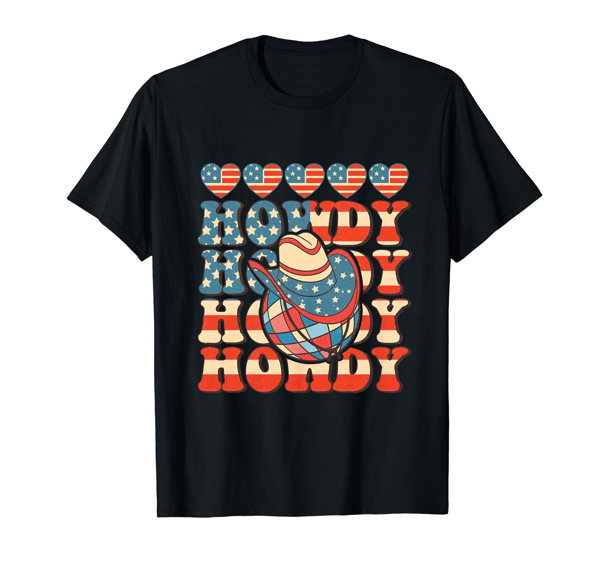 Howdy Cowboy American Flag Western T-Shirt - Unique Graphic Unisex - T-Shirt, Sweatshirt, Hoodie