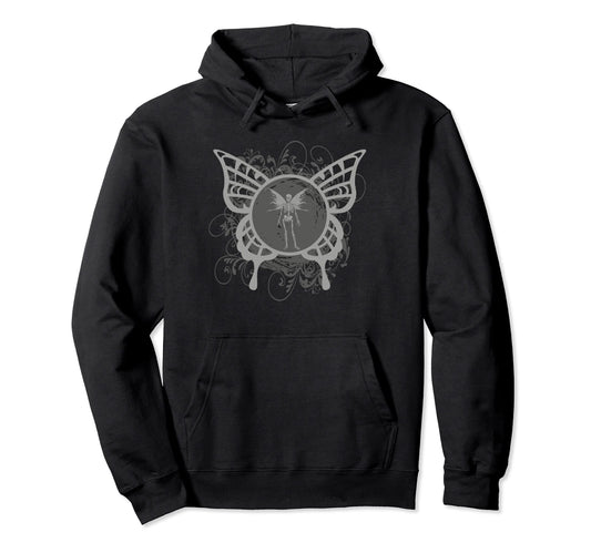 Aesthetic Y2K Fairy Wings Skeleton Alt Hoodie - Unique Graphic for Adults - T-Shirt, Sweatshirt, Hoodie
