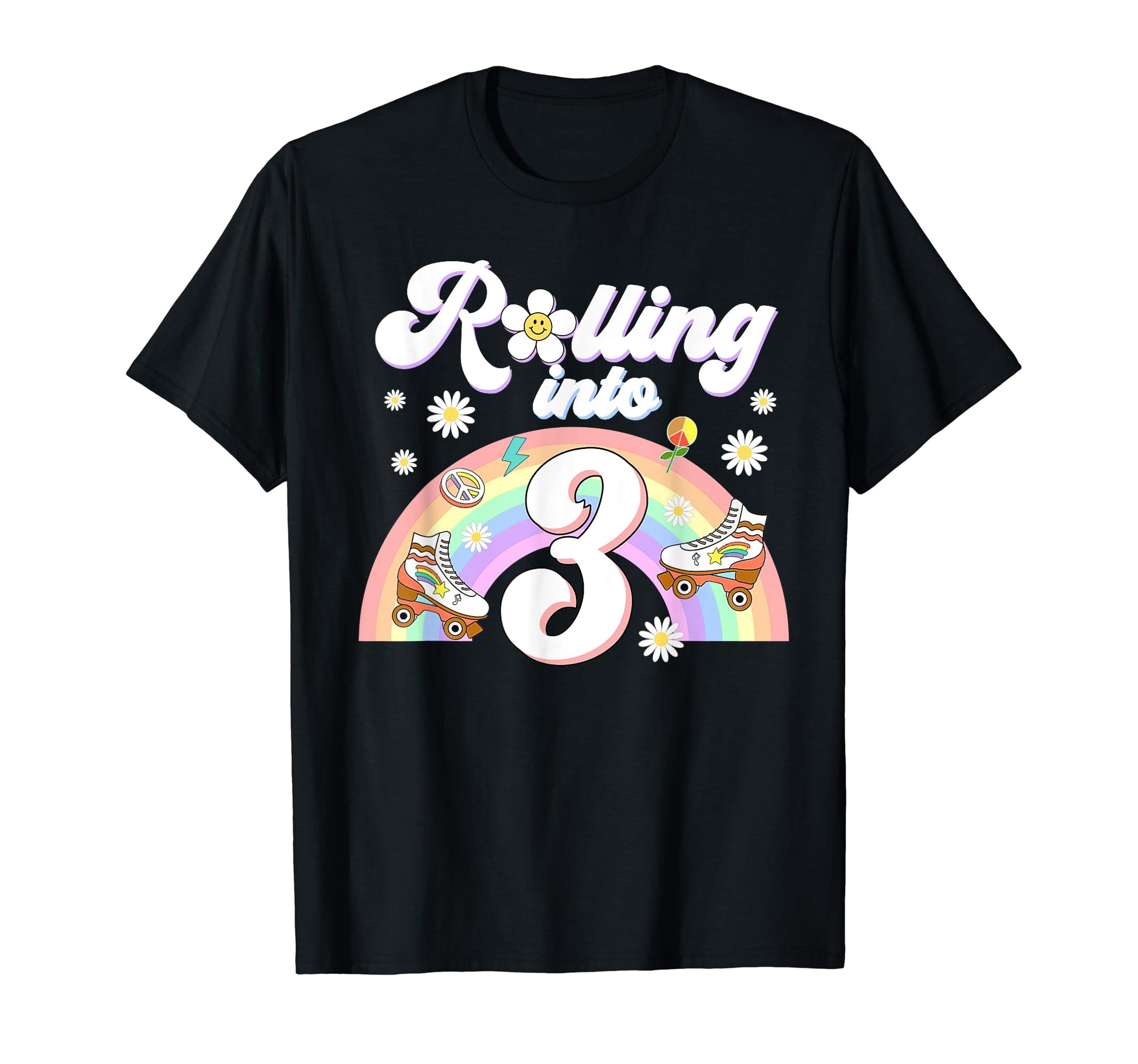 Rolling Into 3 Birthday Groovy 3Rd T-Shirt - Streetwear Style for Adults - T-Shirt, Sweatshirt, Hoodie