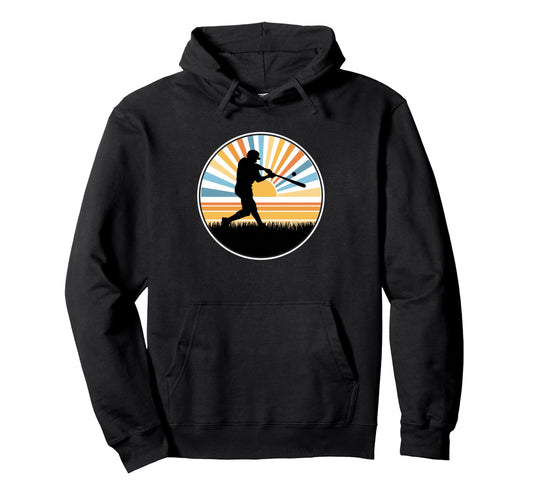 Baseball Batter Player Homerun Sunset Field Hoodie - Graphic Print Unisex - T-Shirt, Sweatshirt, Hoodie