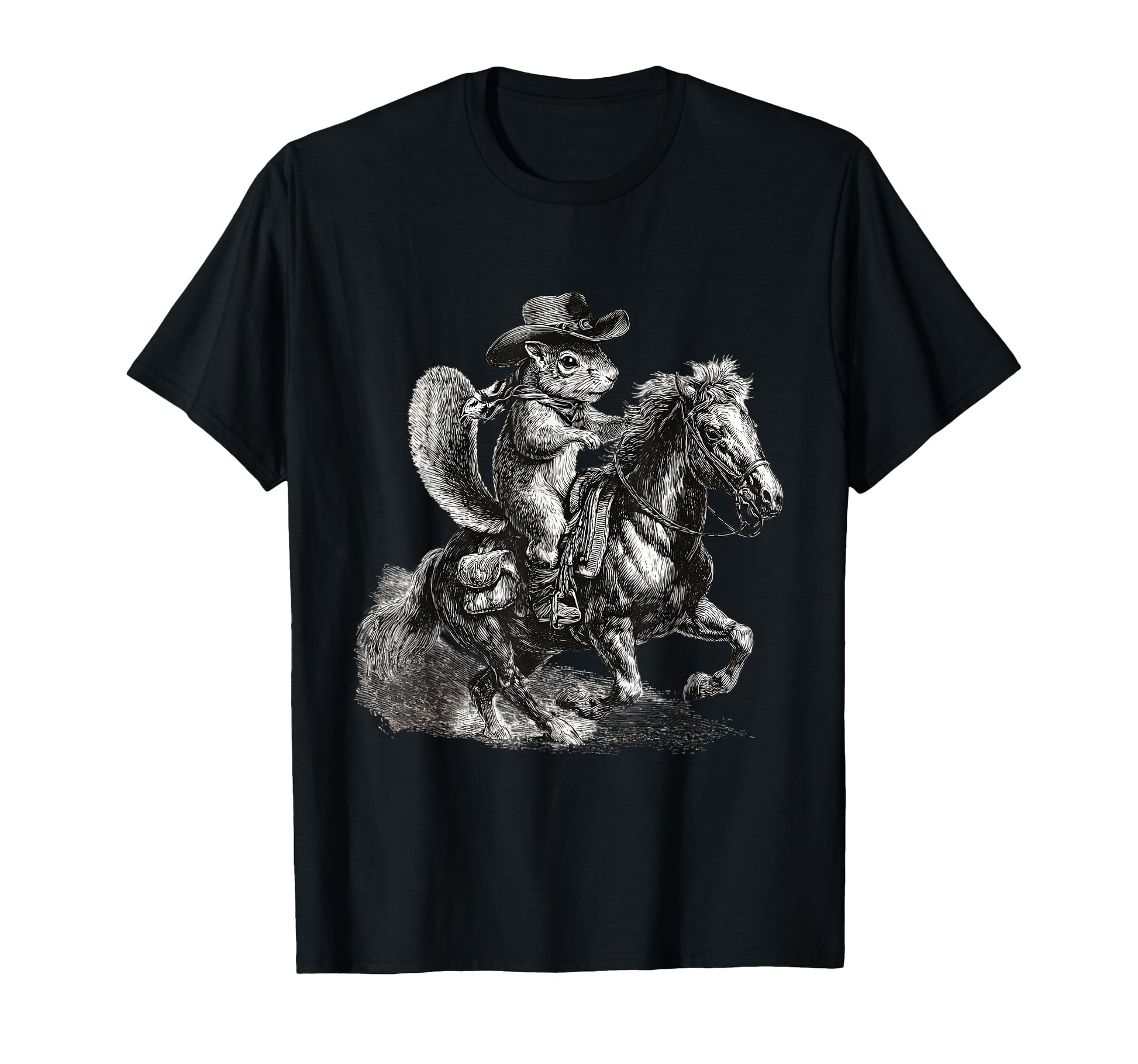 Country Cowboy Squirrel Rodeo T-Shirt - Casual Everyday Wear Unisex - T-Shirt, Sweatshirt, Hoodie