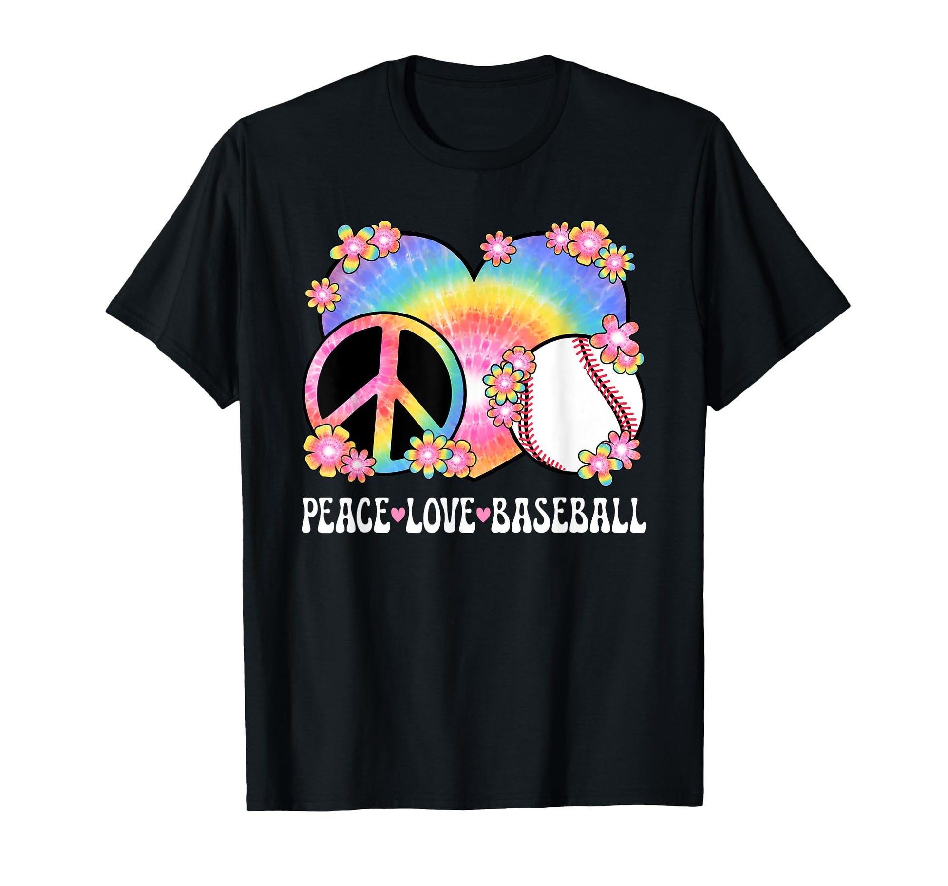 Peace Love Baseball Lover 60S 70S T-Shirt - Minimalist Print Men Women - T-Shirt, Sweatshirt, Hoodie