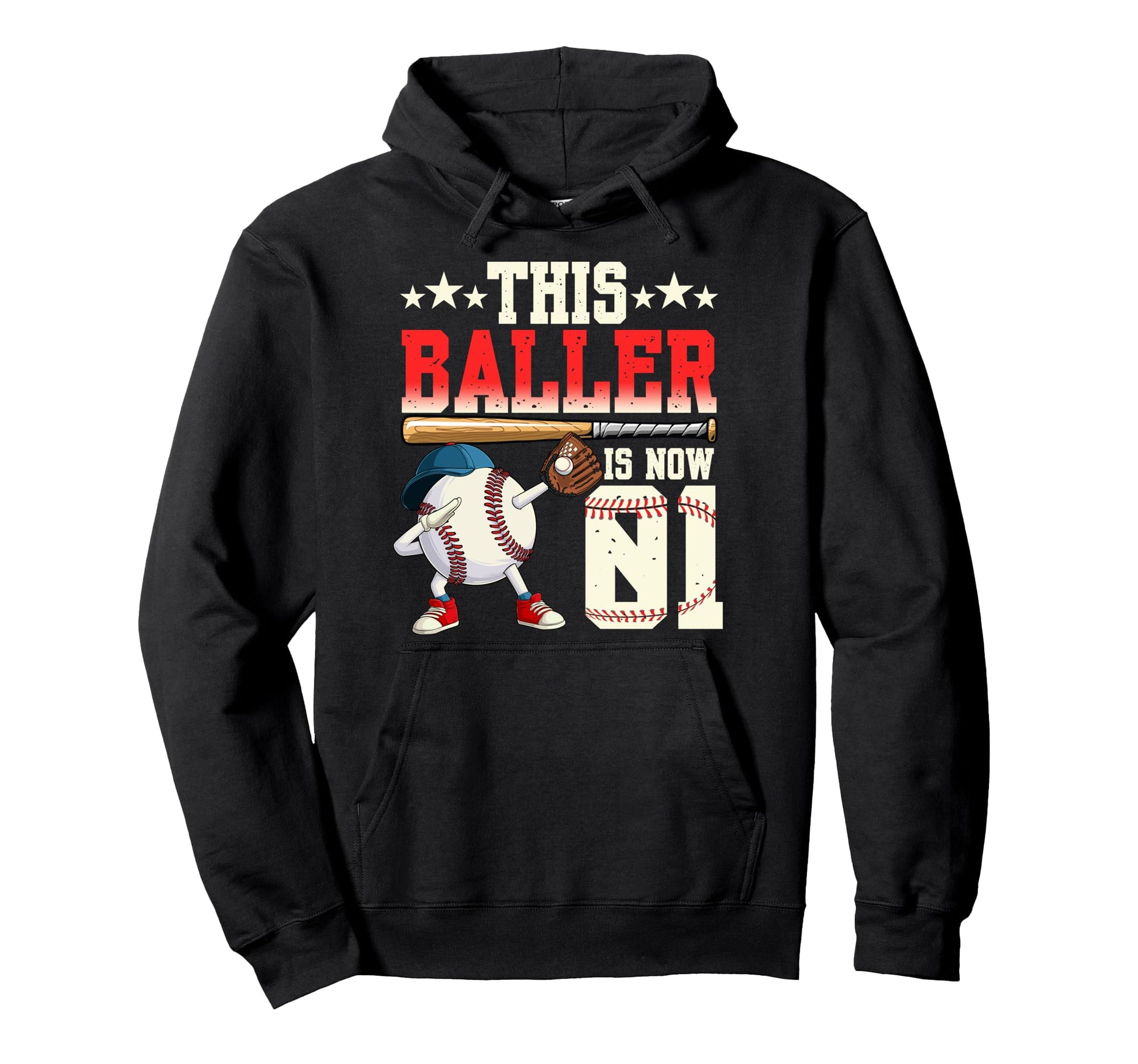 This Baller Is Now 1 Birthday Baseball Hoodie - Unique Graphic for Adults - T-Shirt, Sweatshirt, Hoodie