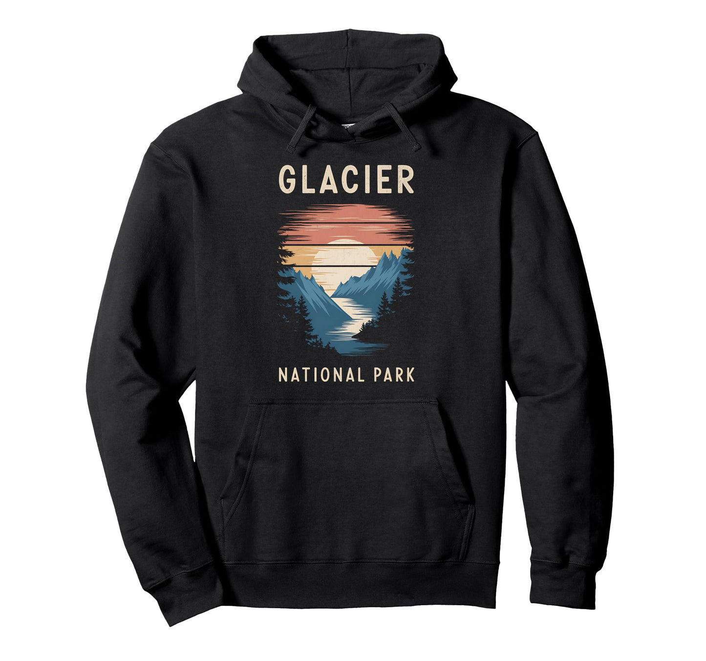 Sunset Glacier National Park Scenic Hoodie - Casual Everyday Wear Unisex - T-Shirt, Sweatshirt, Hoodie