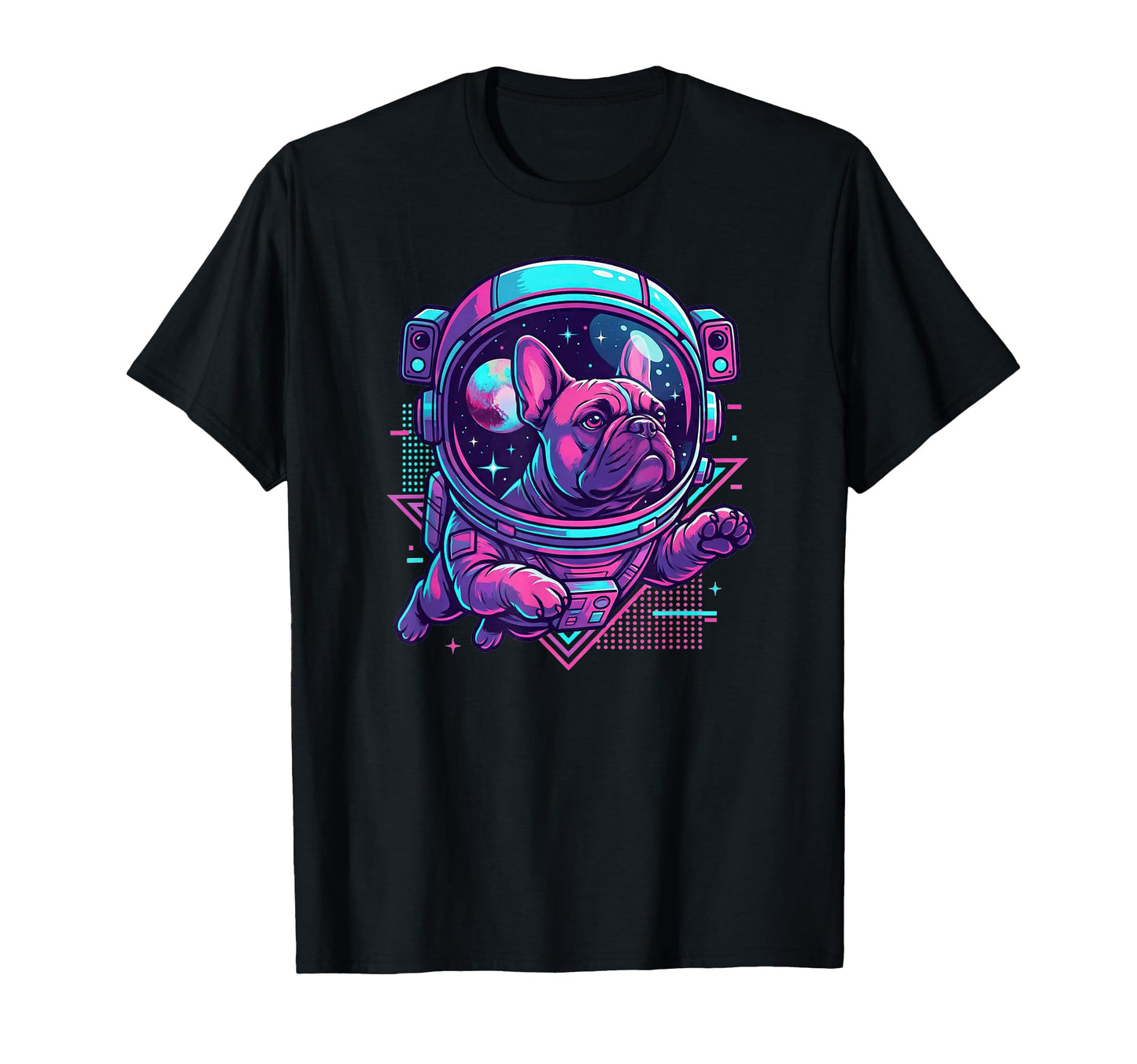 French Bulldog Astronaut Space 80S T-Shirt - Aesthetic Graphic for Adults - T-Shirt, Sweatshirt, Hoodie