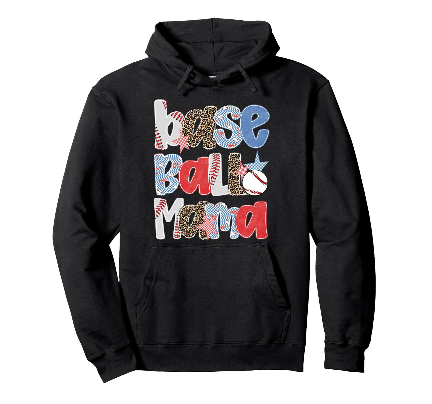 Baseball Mama Game Day Leopard Hoodie - Casual Everyday Wear Unisex - T-Shirt, Sweatshirt, Hoodie