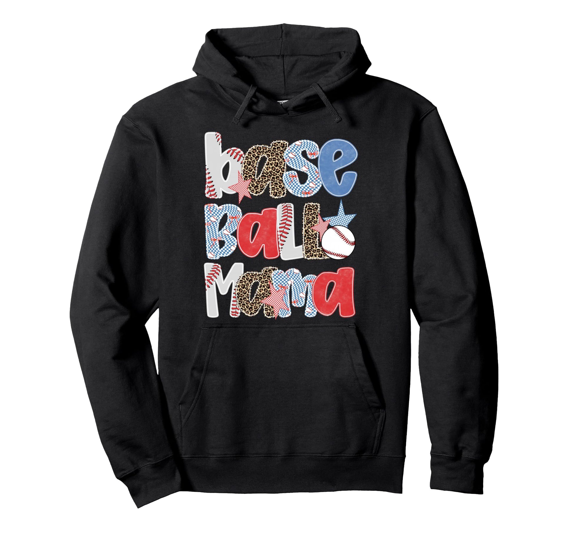 Baseball Mama Game Day Leopard Hoodie - Casual Everyday Wear Unisex - T-Shirt, Sweatshirt, Hoodie