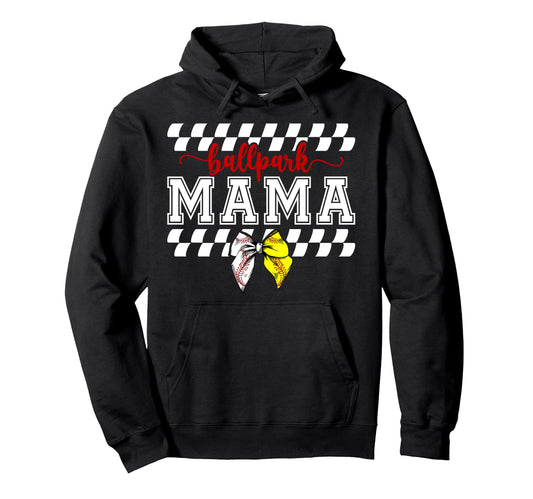 Ballpark Mama Coquette Softball Hoodie - Trendy Graphic for Adults - T-Shirt, Sweatshirt, Hoodie