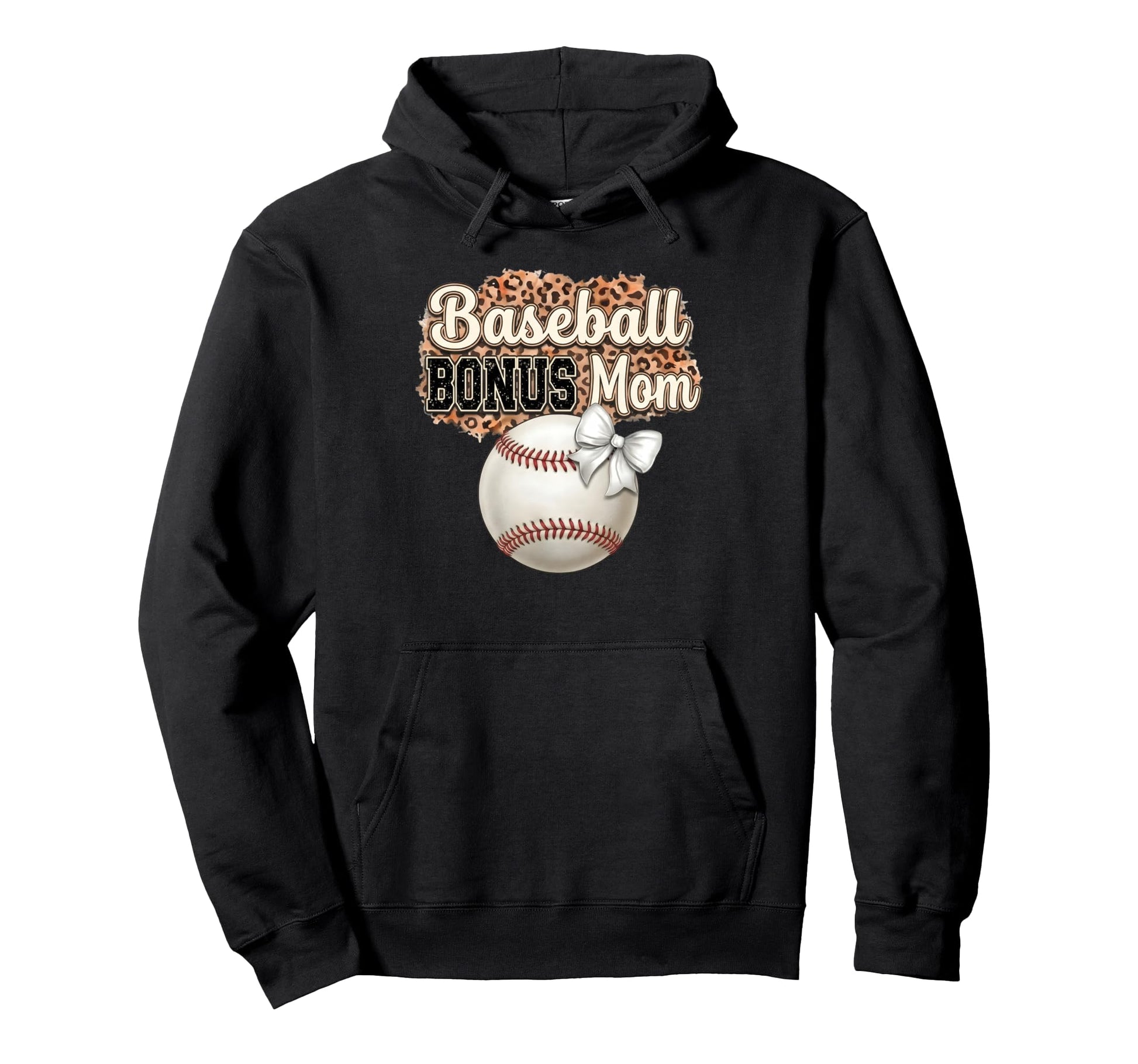 Leopard Bonus Mom Baseball Stepmother Bow Hoodie - Graphic Print Unisex - T-Shirt, Sweatshirt, Hoodie