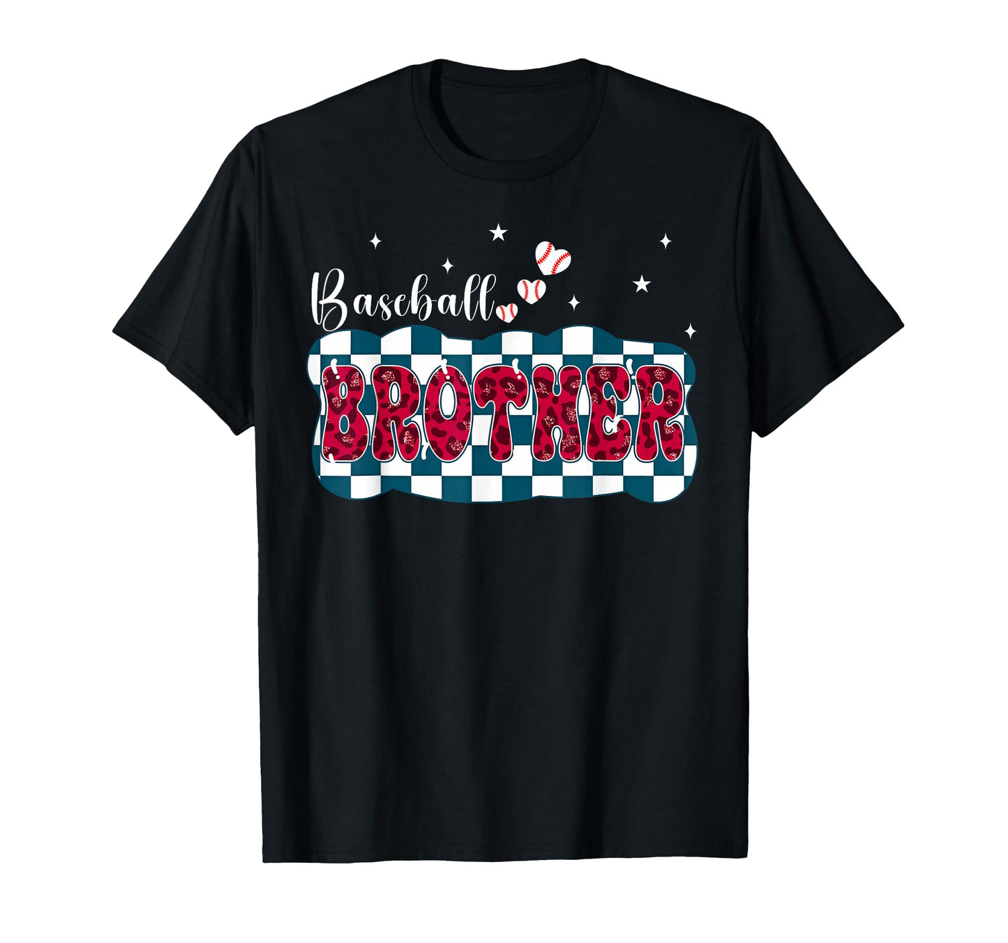 Baseball Brother Leopard Checkered T-Shirt - Minimalist Print Men Women - T-Shirt, Sweatshirt, Hoodie