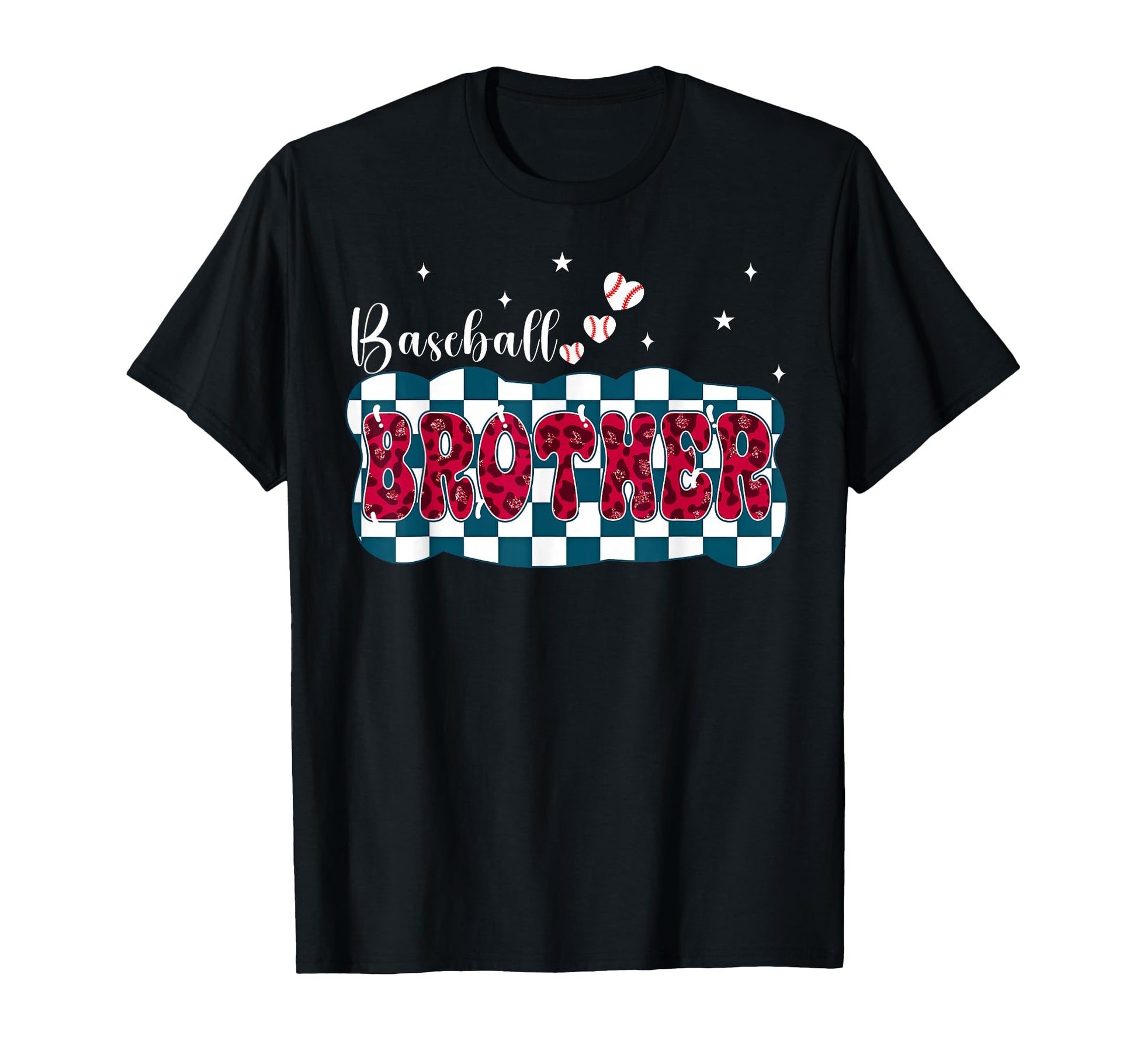 Baseball Brother Leopard Checkered T-Shirt - Minimalist Print Men Women - T-Shirt, Sweatshirt, Hoodie