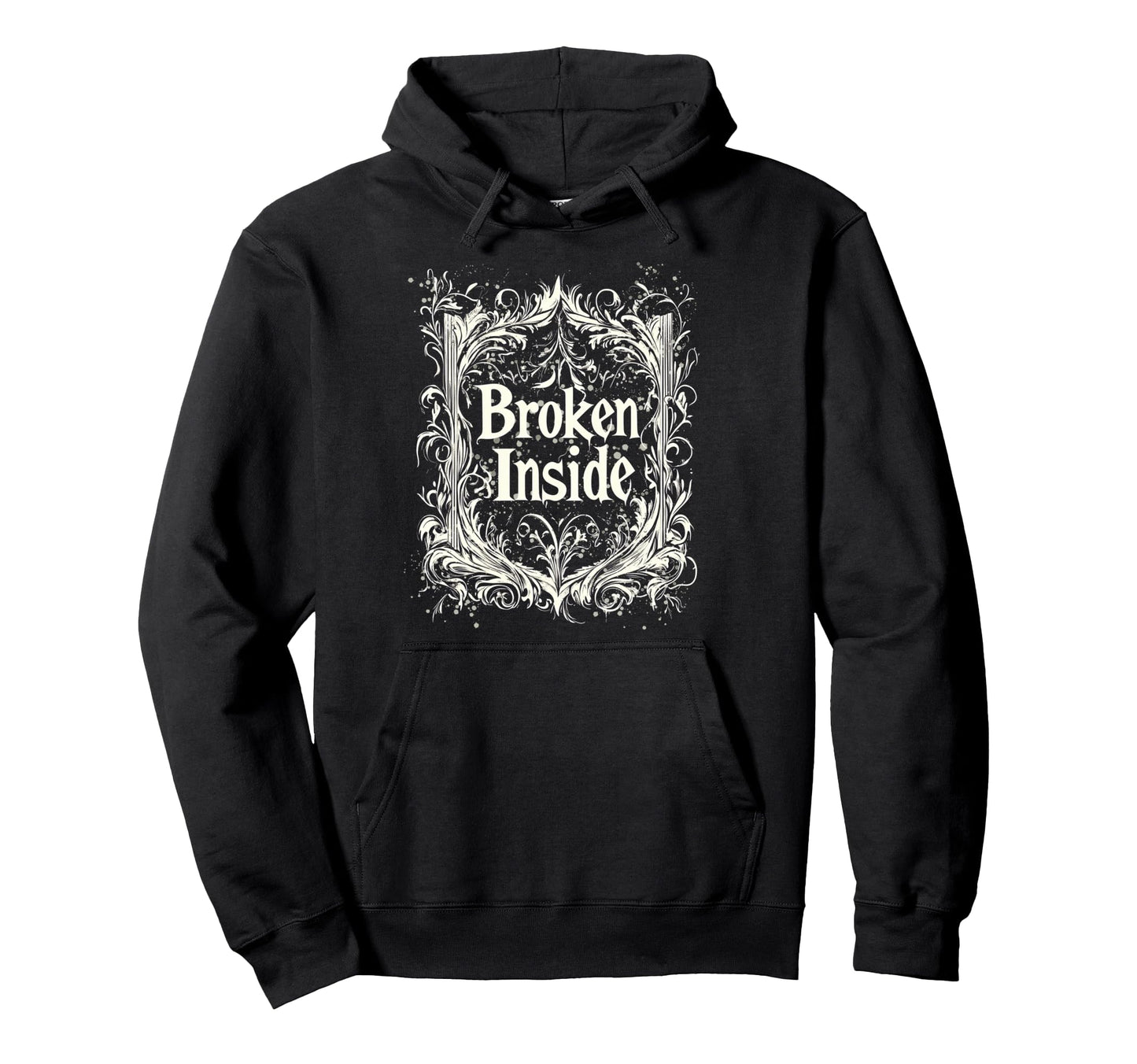 Broken Inside Y2K Emo Aesthetic Gothic Hoodie - Minimalist Print Unisex - T-Shirt, Sweatshirt, Hoodie