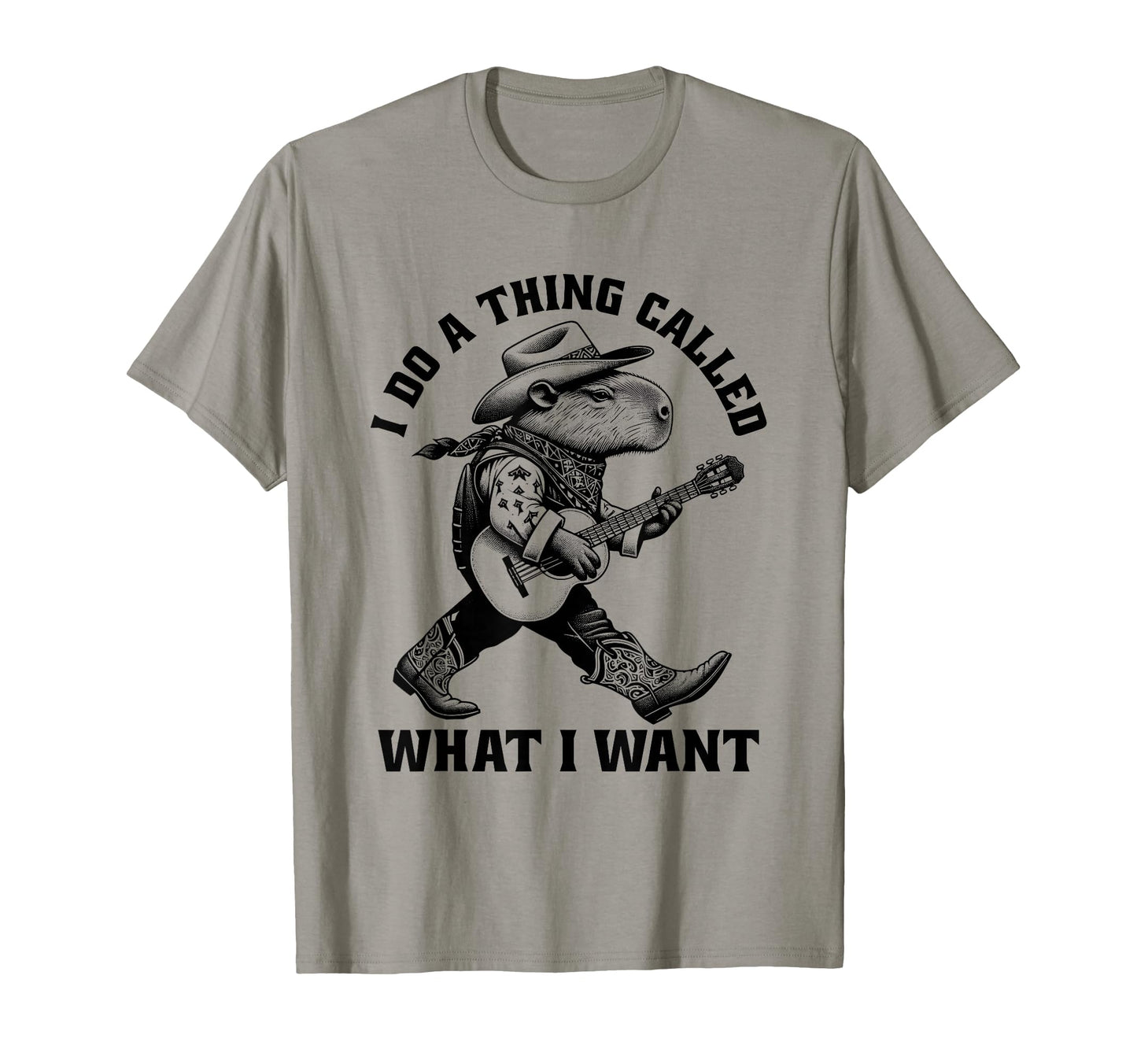 Cowboy Capybara Guitar Funny Western T-Shirt - Novelty Apparel for Adults - T-Shirt, Sweatshirt, Hoodie