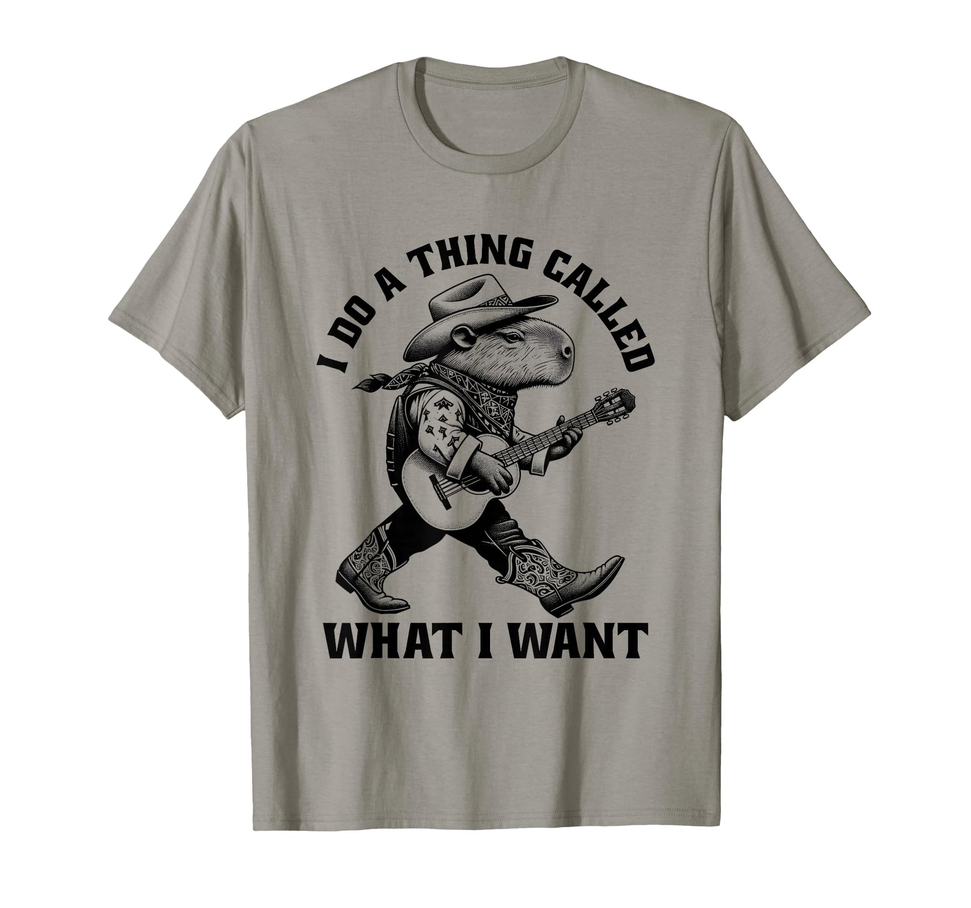 Cowboy Capybara Guitar Funny Western T-Shirt - Novelty Apparel for Adults - T-Shirt, Sweatshirt, Hoodie