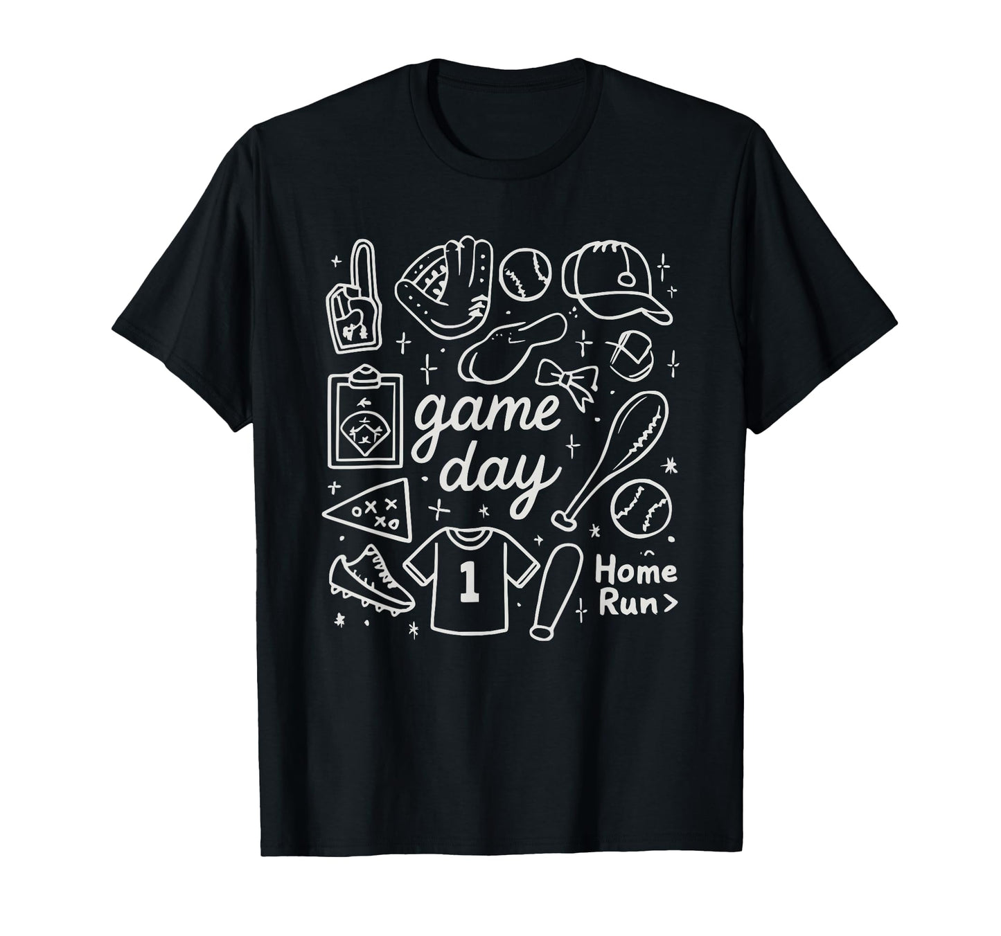 Baseball Doodles Game Day Home Run T-Shirt - Unique Graphic for Adults - T-Shirt, Sweatshirt, Hoodie
