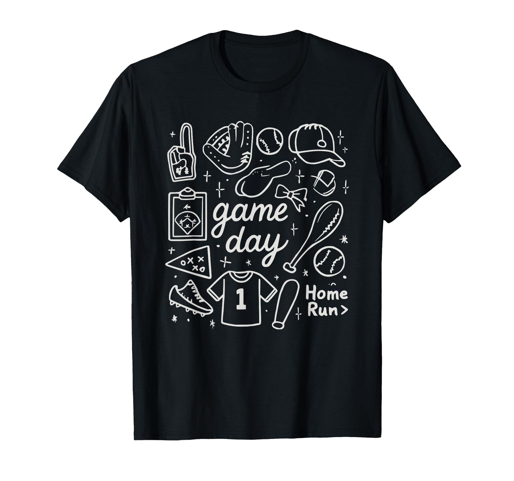 Baseball Doodles Game Day Home Run T-Shirt - Unique Graphic for Adults - T-Shirt, Sweatshirt, Hoodie