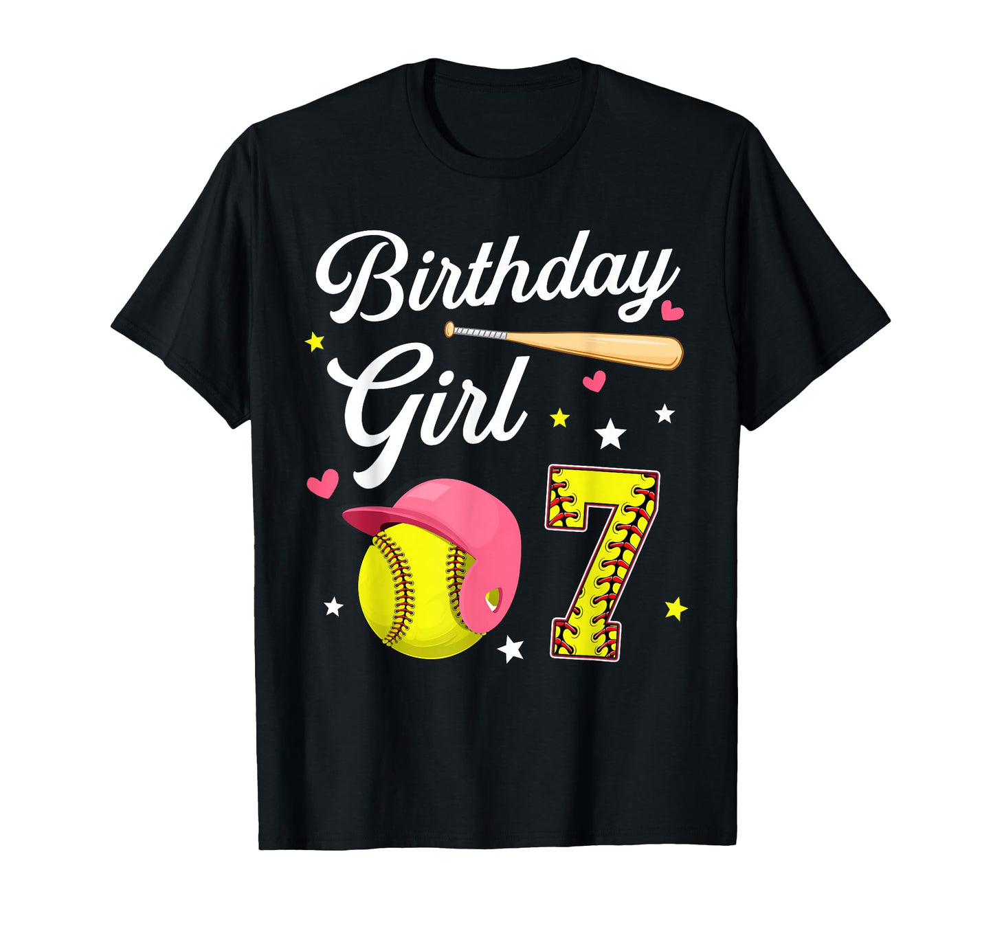 7Th Birthday Softball Seventh Bday 7 T-Shirt - Trendy Graphic for Adults - T-Shirt, Sweatshirt, Hoodie