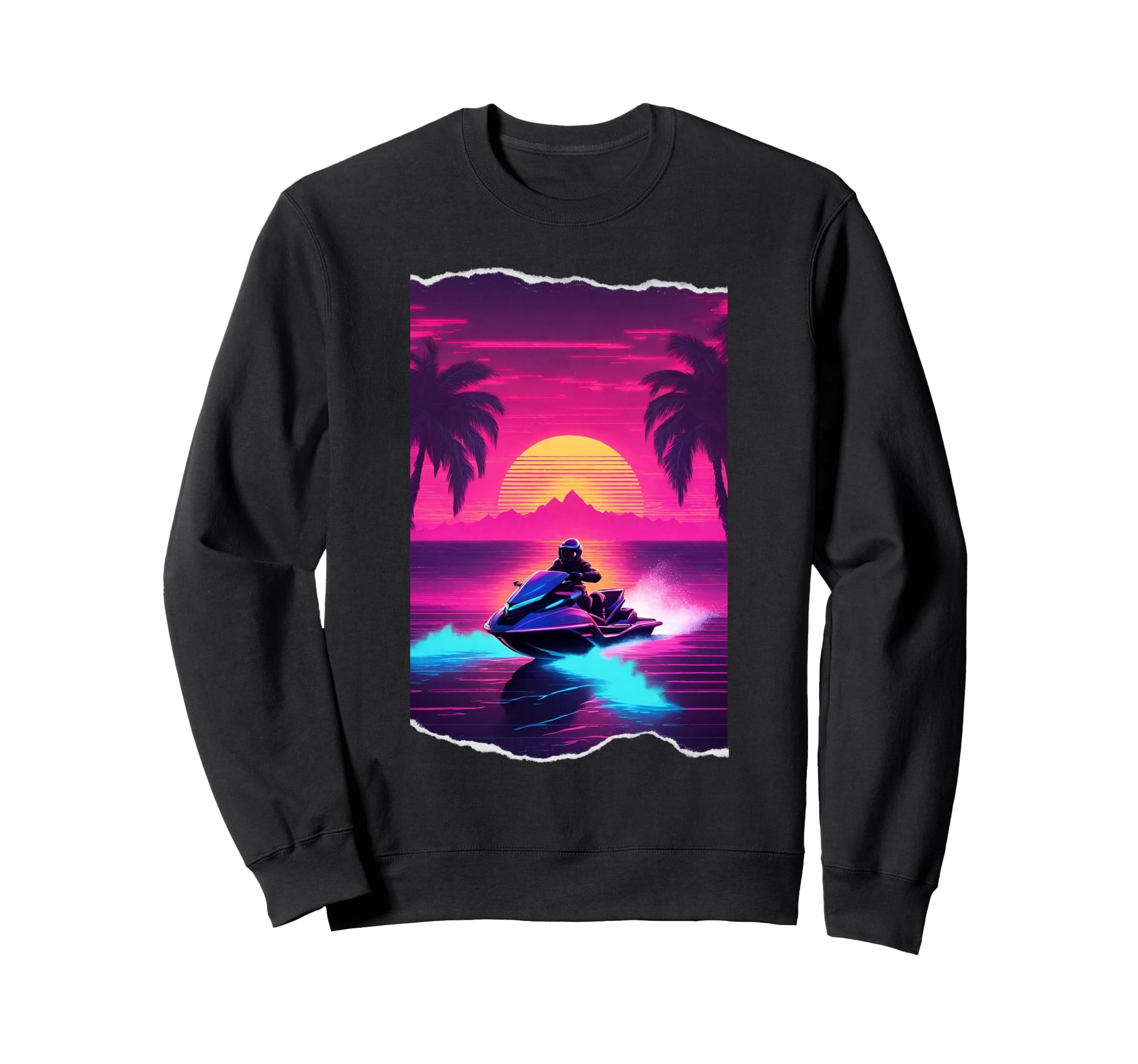 1980S Jetski Sunset Synthwave Sweatshirt - Unique Graphic Men Women - T-Shirt, Sweatshirt, Hoodie