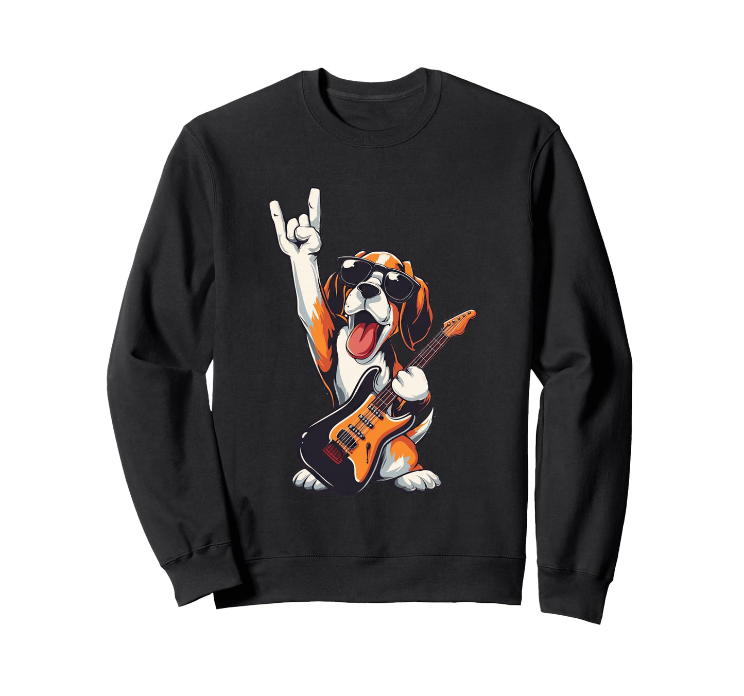 Rock Dog Funny Animal Musician Beagle Sweatshirt - Minimalist Print Unisex - T-Shirt, Sweatshirt, Hoodie