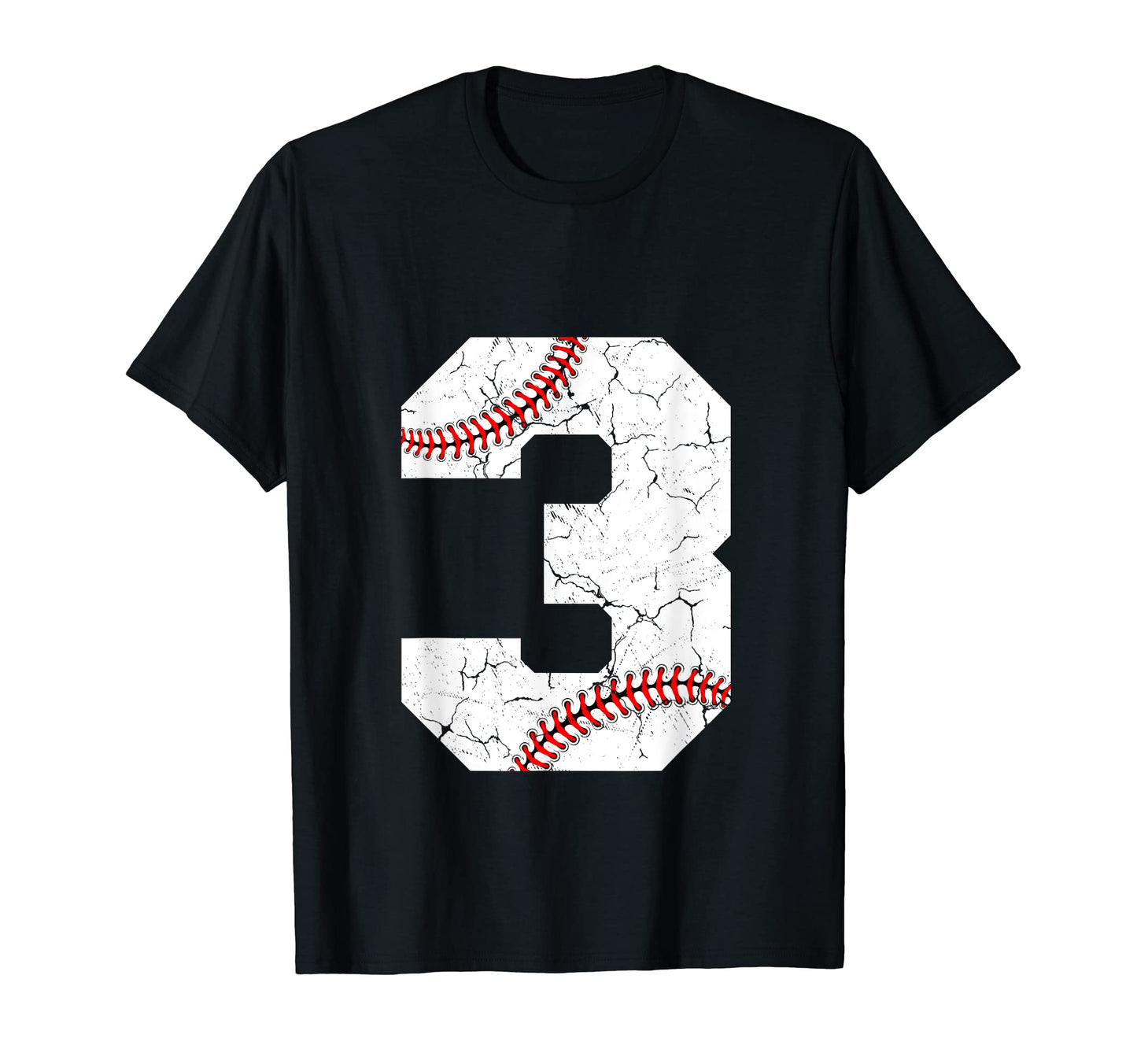 Baseball Jersey Number 3 Distressed T-Shirt - Custom Art Print for Adults - T-Shirt, Sweatshirt, Hoodie