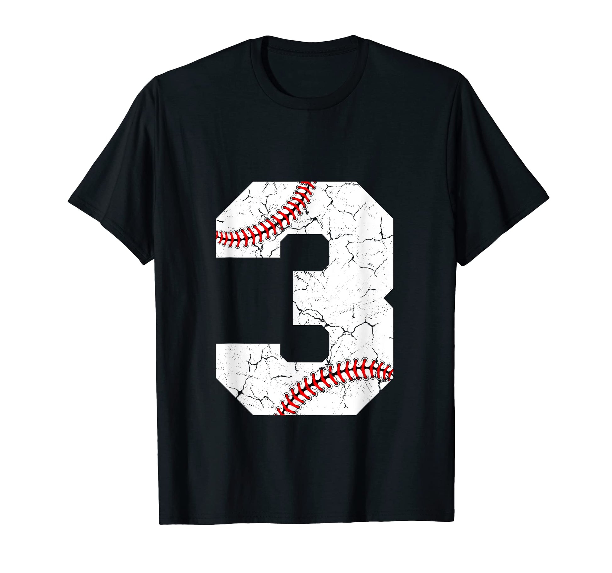 Baseball Jersey Number 3 Distressed T-Shirt - Custom Art Print for Adults - T-Shirt, Sweatshirt, Hoodie