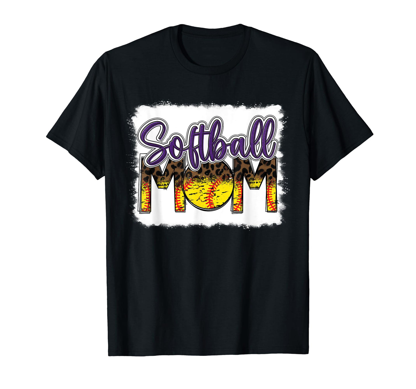 Bleached Softball Mom Leopard Funny T-Shirt - Graphic Print Men Women - T-Shirt, Sweatshirt, Hoodie