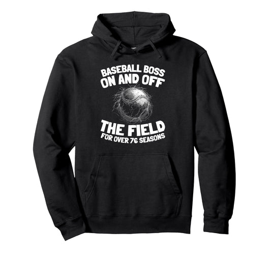 76 Years Old Team Sport Baseball Hoodie - Minimalist Print Men Women - T-Shirt, Sweatshirt, Hoodie