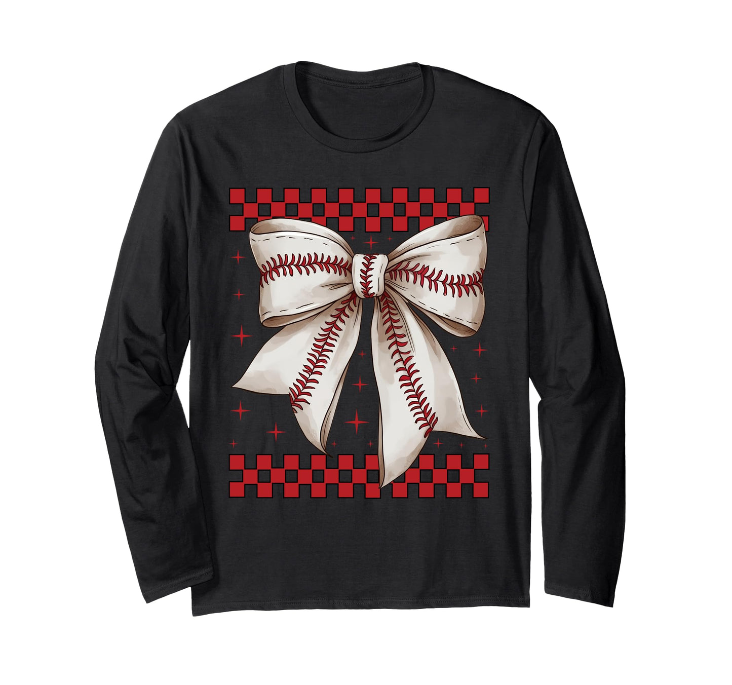 Baseball Bow Softball Gift Ribbon Sweatshirt - Unique Graphic Unisex - T-Shirt, Sweatshirt, Hoodie