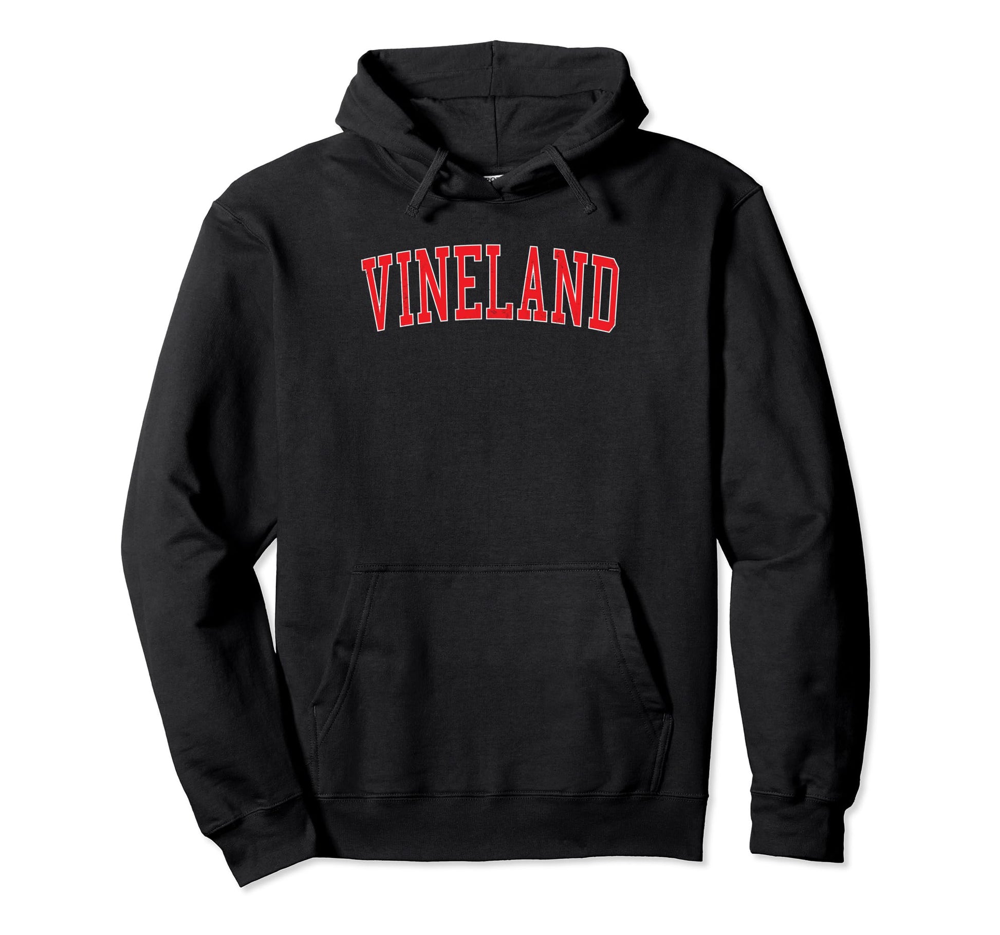 Vineland Nj Varsity Red Text Hoodie - Casual Everyday Wear for Adults - T-Shirt, Sweatshirt, Hoodie