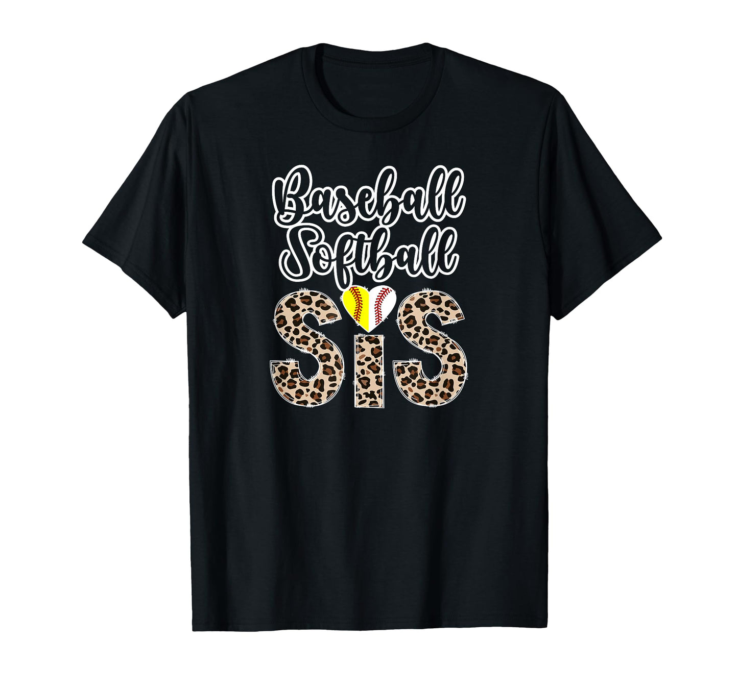 Baseball Softball Sis Leopard Softball T-Shirt - Unique Graphic for Adults - T-Shirt, Sweatshirt, Hoodie
