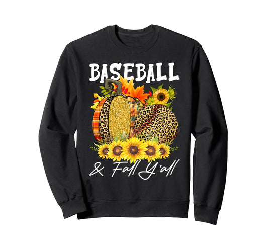 Baseball Fall Yall Leopard Pumpkins Sweatshirt - Trendy Graphic Unisex - T-Shirt, Sweatshirt, Hoodie