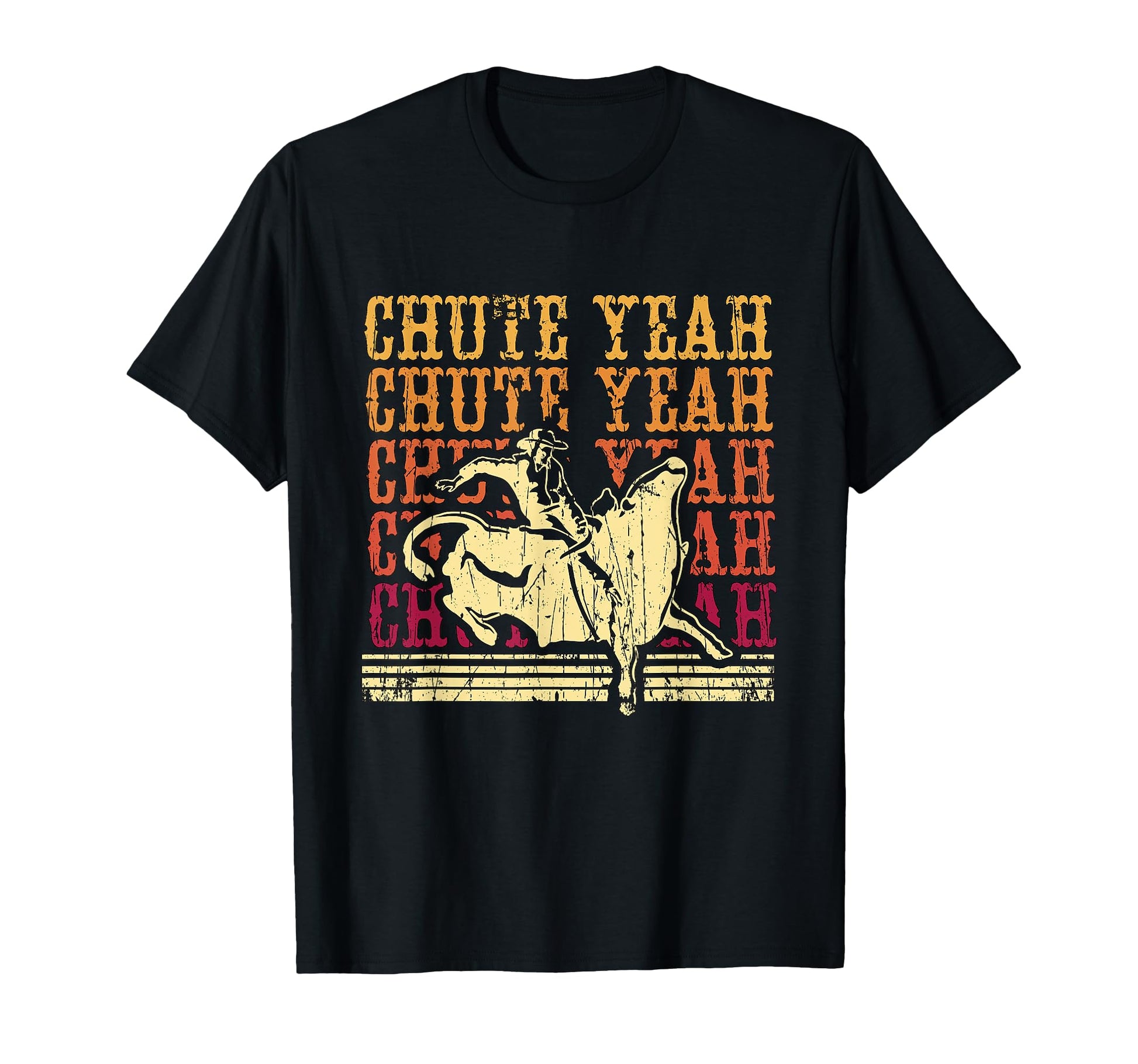 Chute Yeah Rodeo Bull Loves Western T-Shirt - Custom Art Print Men Women - T-Shirt, Sweatshirt, Hoodie