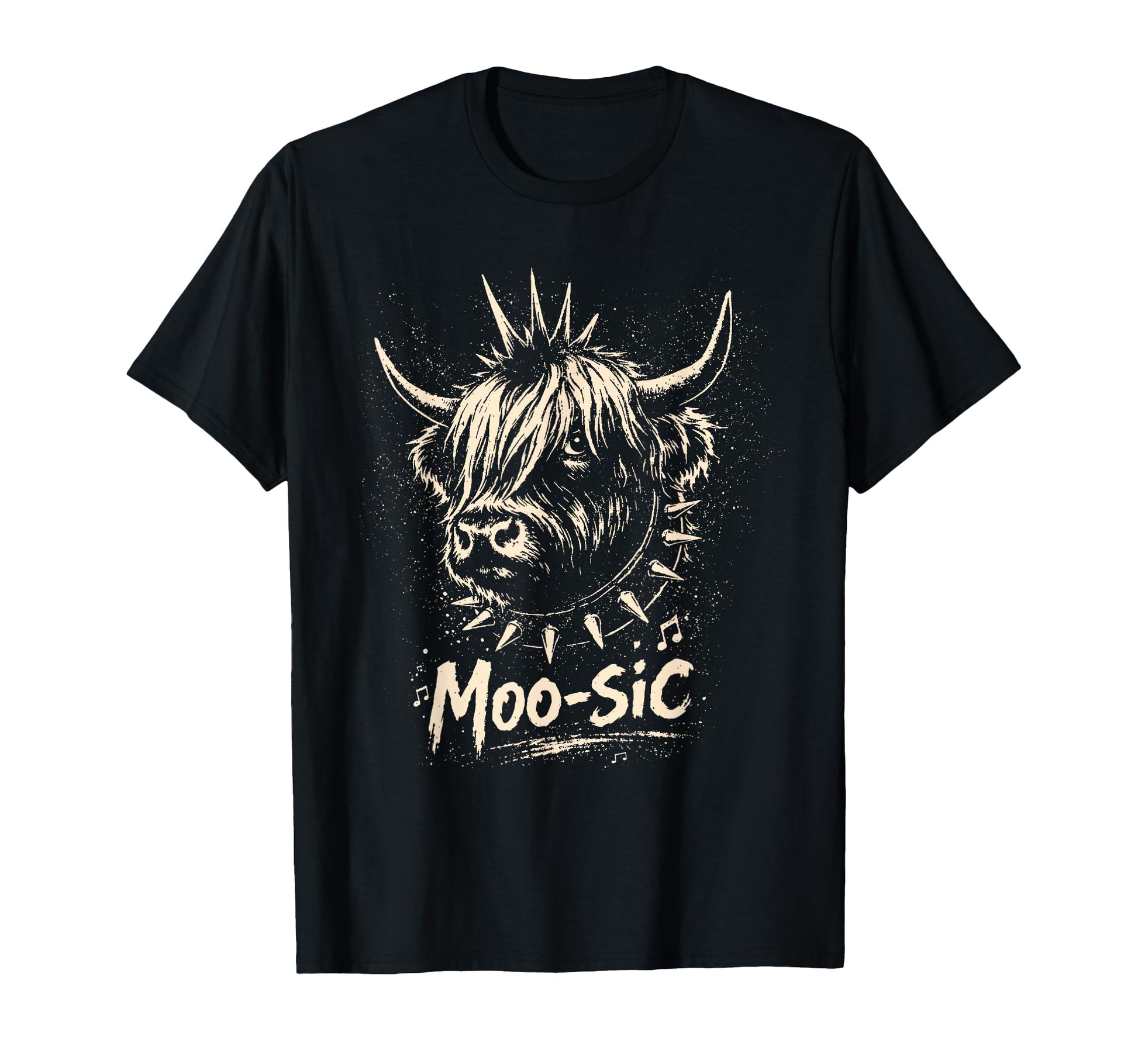 Moo Sic Punk Rock Cow Metalhead Rocker T-Shirt - Graphic Print Men Women - T-Shirt, Sweatshirt, Hoodie