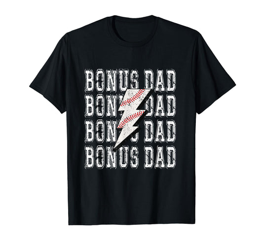 Baseball Bonus Dad Lightning Bolt T-Shirt - Trendy Graphic Unisex - T-Shirt, Sweatshirt, Hoodie