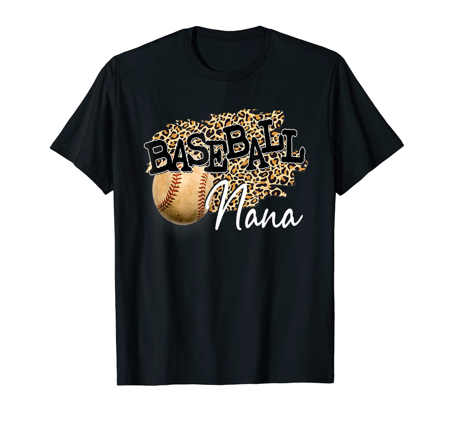 Baseball Nana Leopard Mothers Day T-Shirt - Minimalist Print Men Women - T-Shirt, Sweatshirt, Hoodie