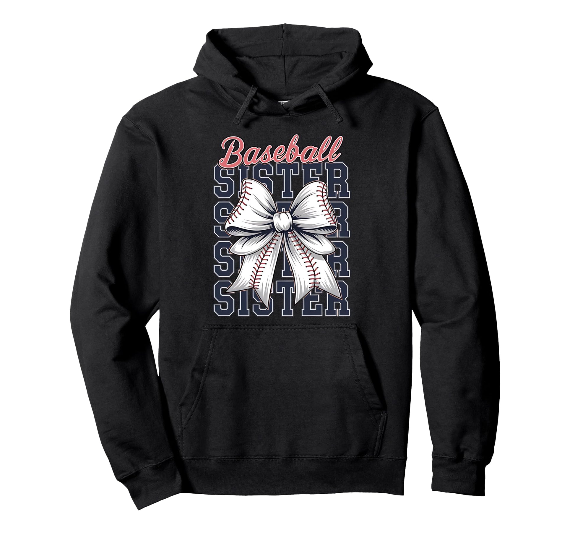 Baseball Sister Coquette Bow Hoodie - Minimalist Print Men Women - T-Shirt, Sweatshirt, Hoodie