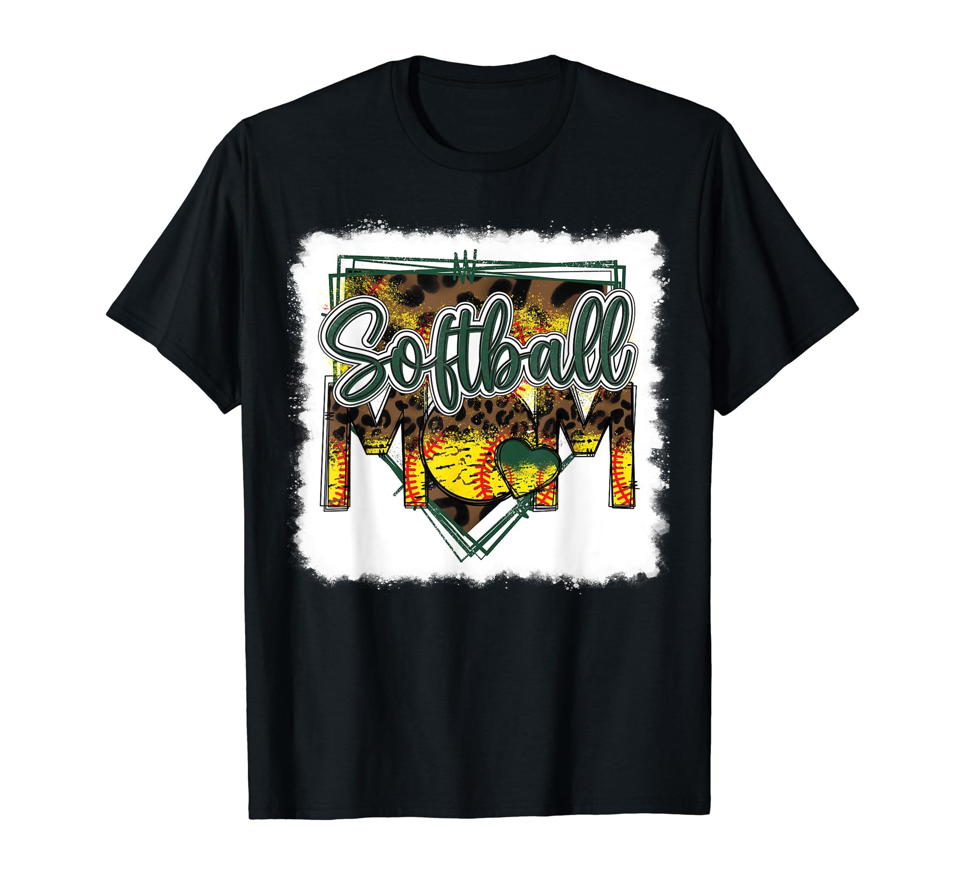 Bleached Softball Mom Leopard Funny T-Shirt - Streetwear Style for Adults - T-Shirt, Sweatshirt, Hoodie