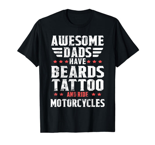 Awesome Dad Beard Tattoos And T-Shirt - Minimalist Print Men Women - T-Shirt, Sweatshirt, Hoodie