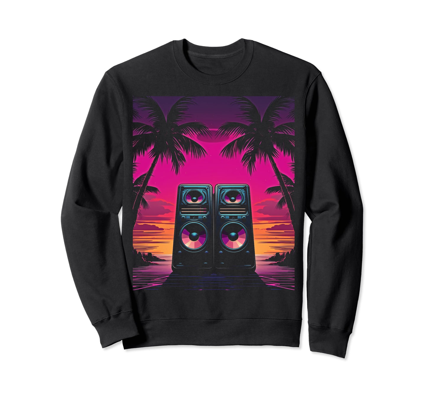 Vaporwave Stereo Speakers 80S Sweatshirt - Unique Graphic Men Women - T-Shirt, Sweatshirt, Hoodie