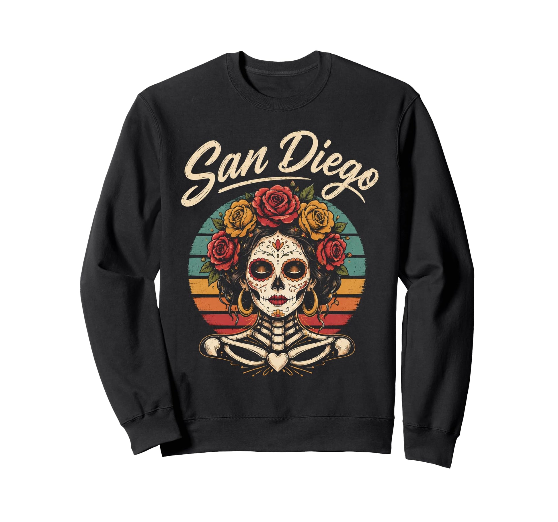 San Diego Sugar Skull Flower City Sweatshirt - Unique Graphic Unisex - T-Shirt, Sweatshirt, Hoodie